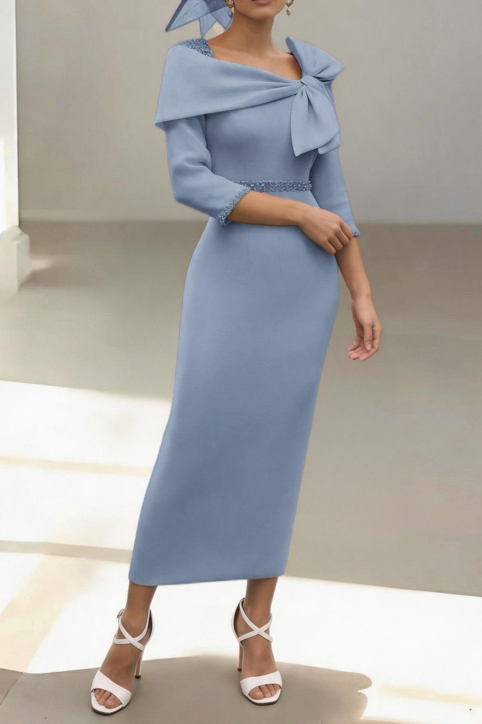 Sheath-Column Ankle Length Elastic Cloth Mother of the Bride Dress CM0460