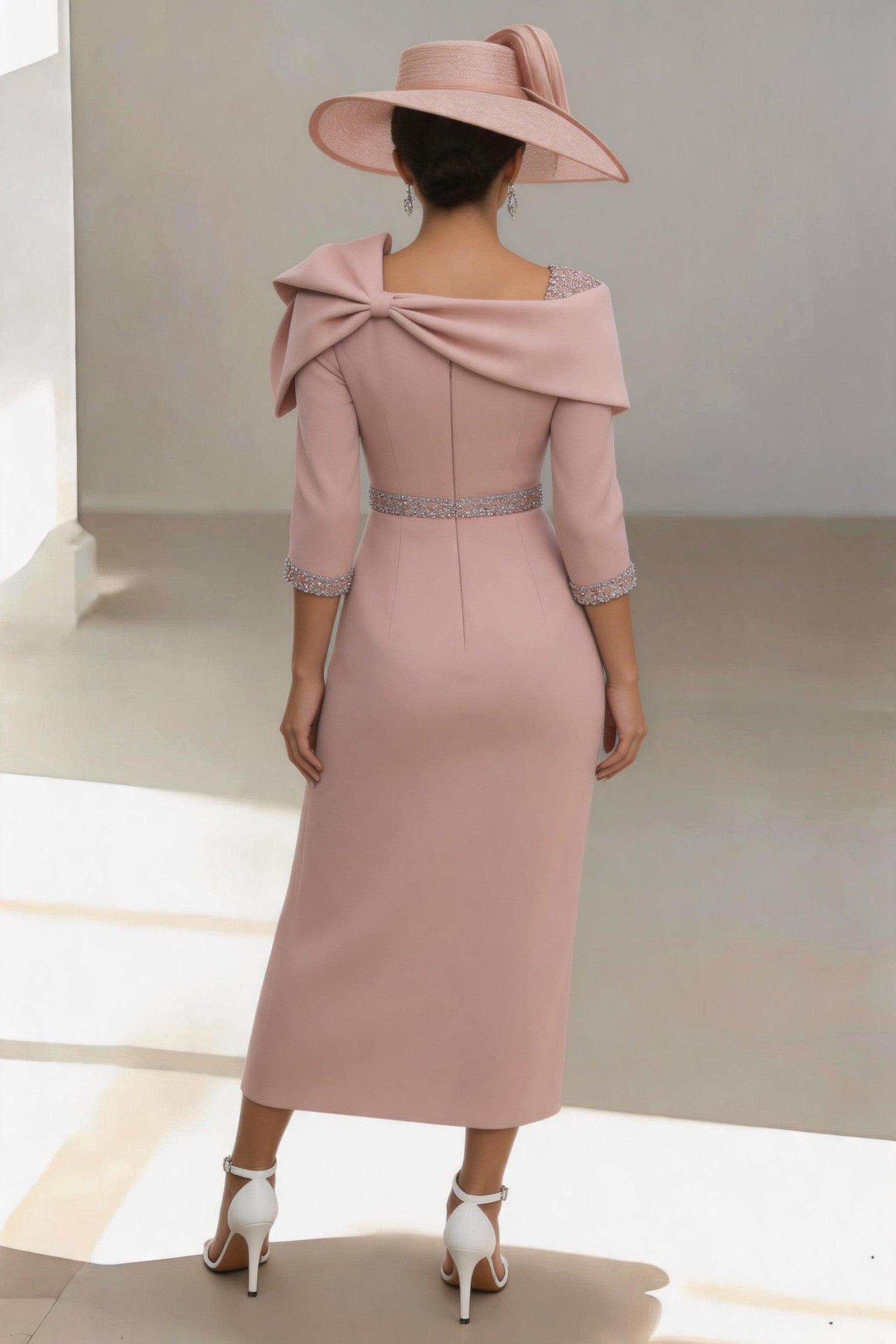 Sheath-Column Ankle Length Elastic Cloth Mother of the Bride Dress CM0460