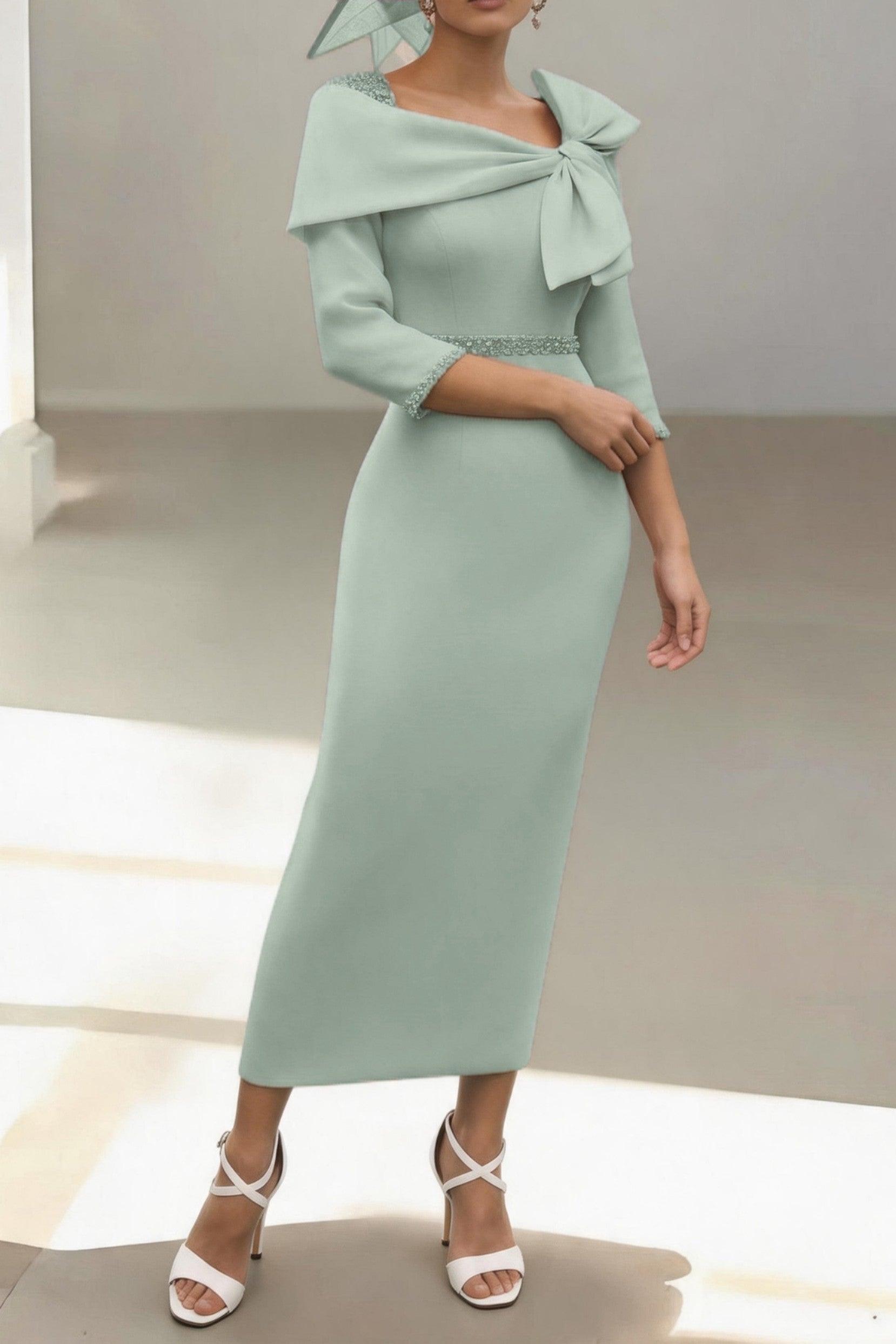 Sheath-Column Ankle Length Elastic Cloth Mother of the Bride Dress CM0460