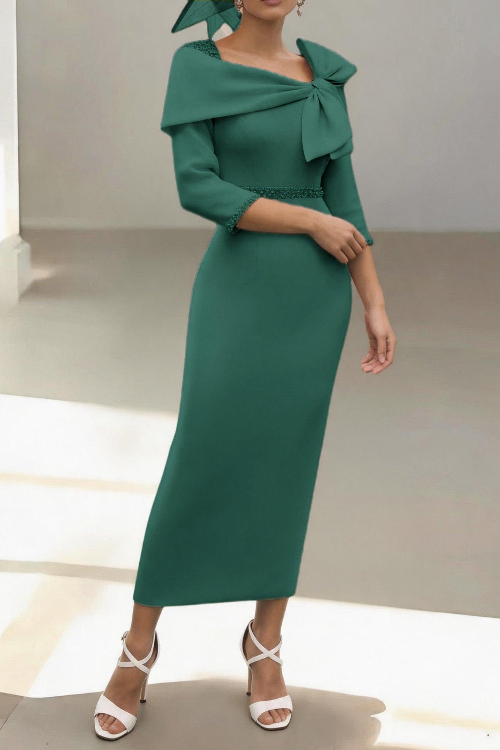 Sheath-Column Ankle Length Elastic Cloth Mother of the Bride Dress CM0460