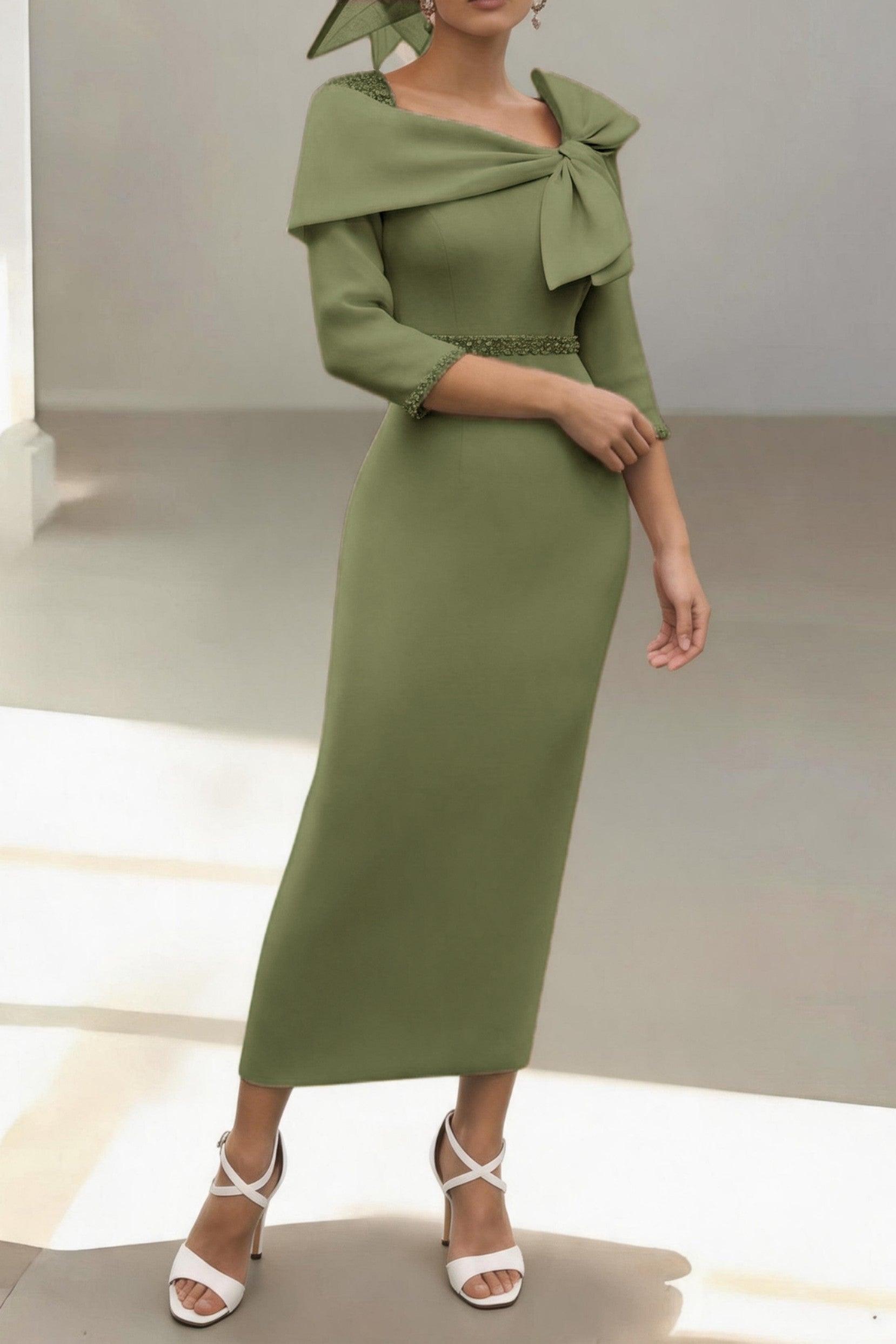 Sheath-Column Ankle Length Elastic Cloth Mother of the Bride Dress CM0460