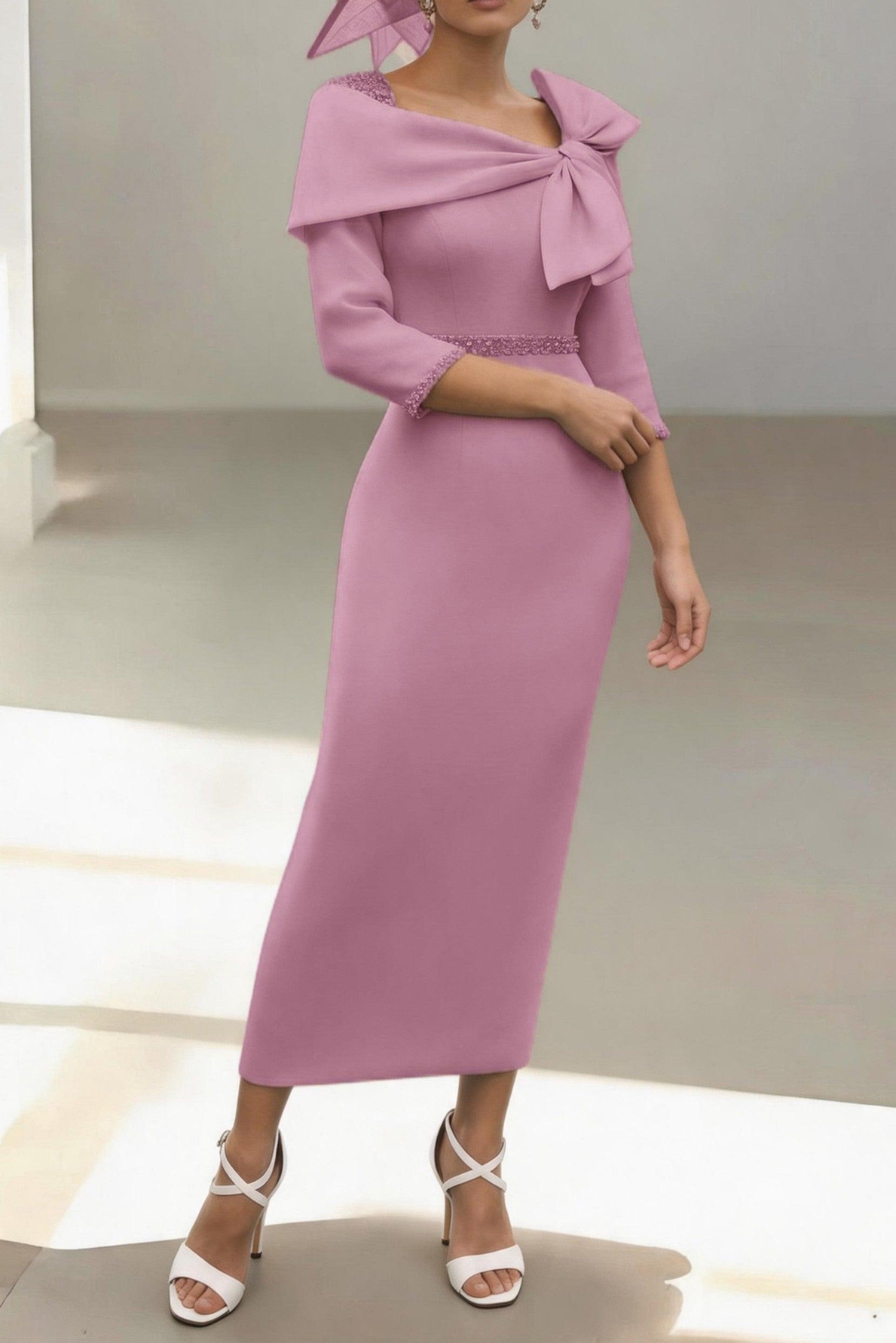 Sheath-Column Ankle Length Elastic Cloth Mother of the Bride Dress CM0460