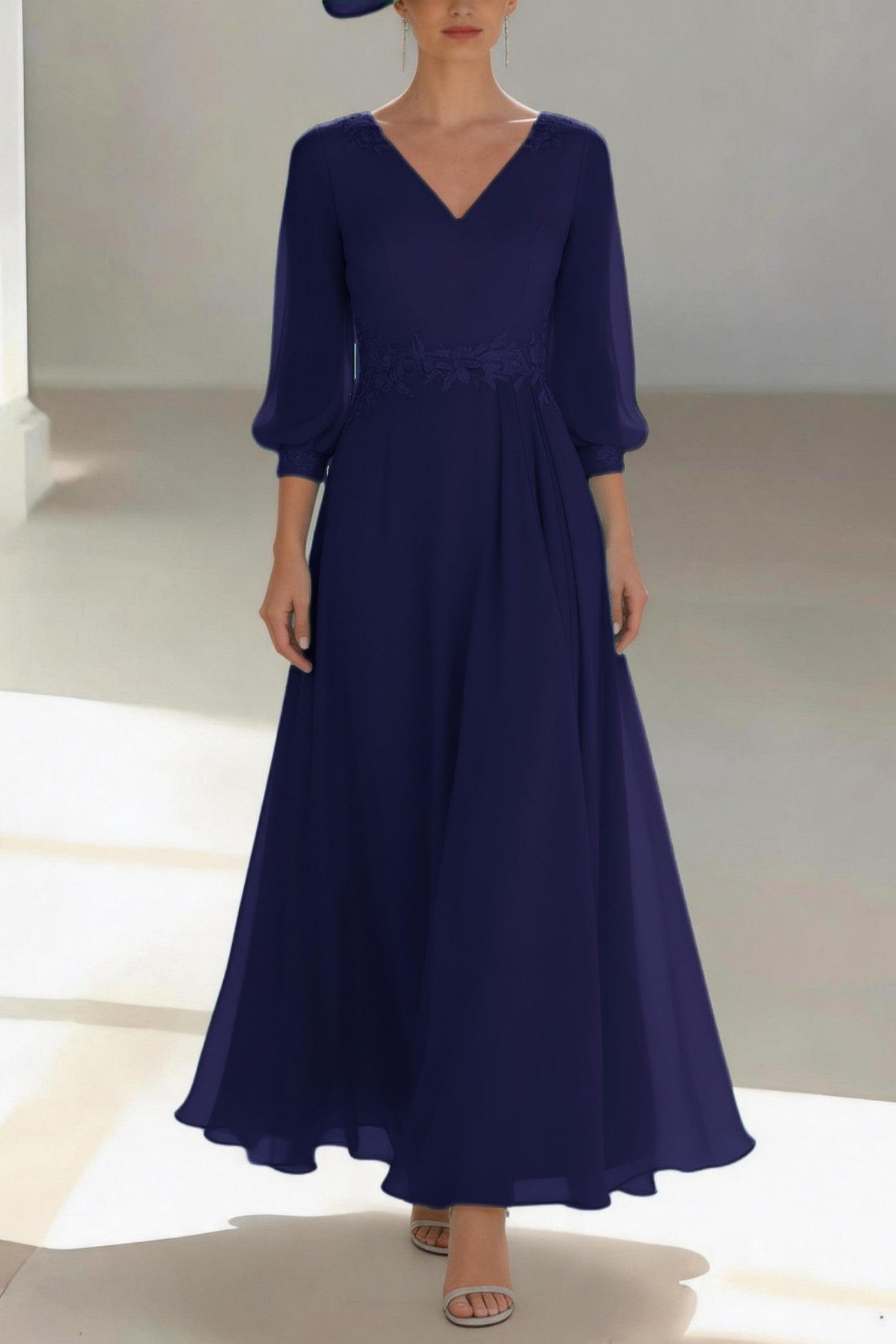 A-Line Ankle Length Chiffon Mother of the Bride Dress CM0461