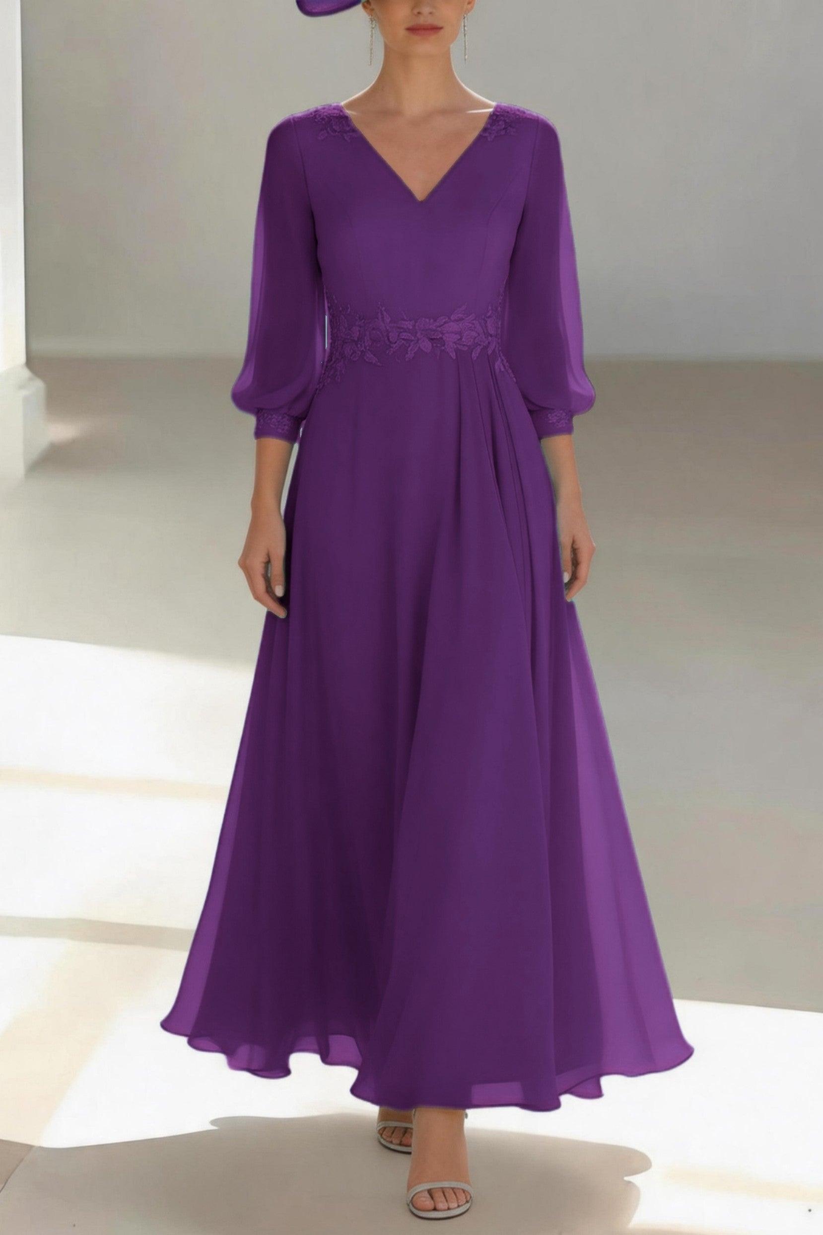 A-Line Ankle Length Chiffon Mother of the Bride Dress CM0461