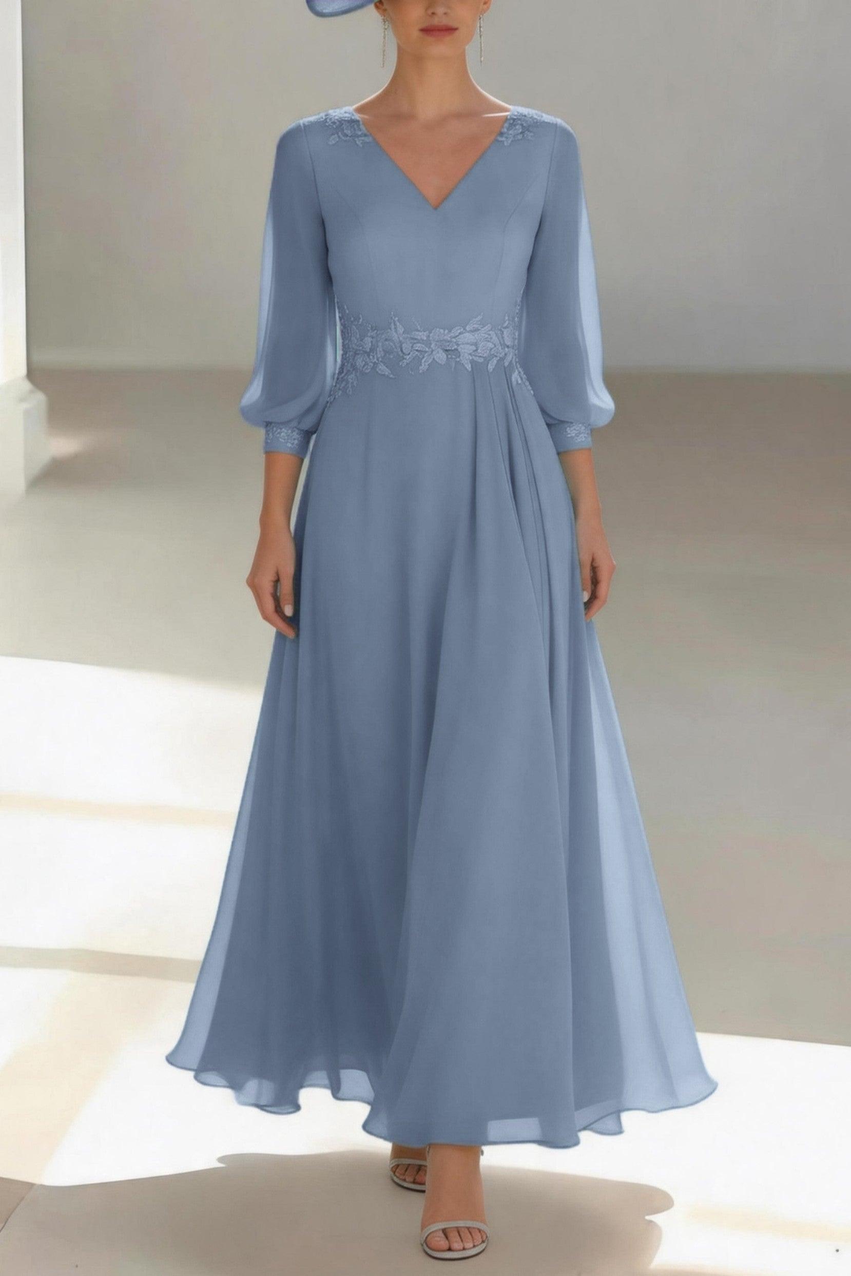 A-Line Ankle Length Chiffon Mother of the Bride Dress CM0461