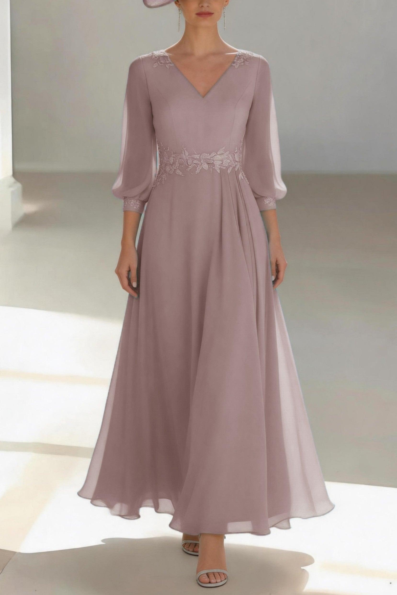 A-Line Ankle Length Chiffon Mother of the Bride Dress CM0461