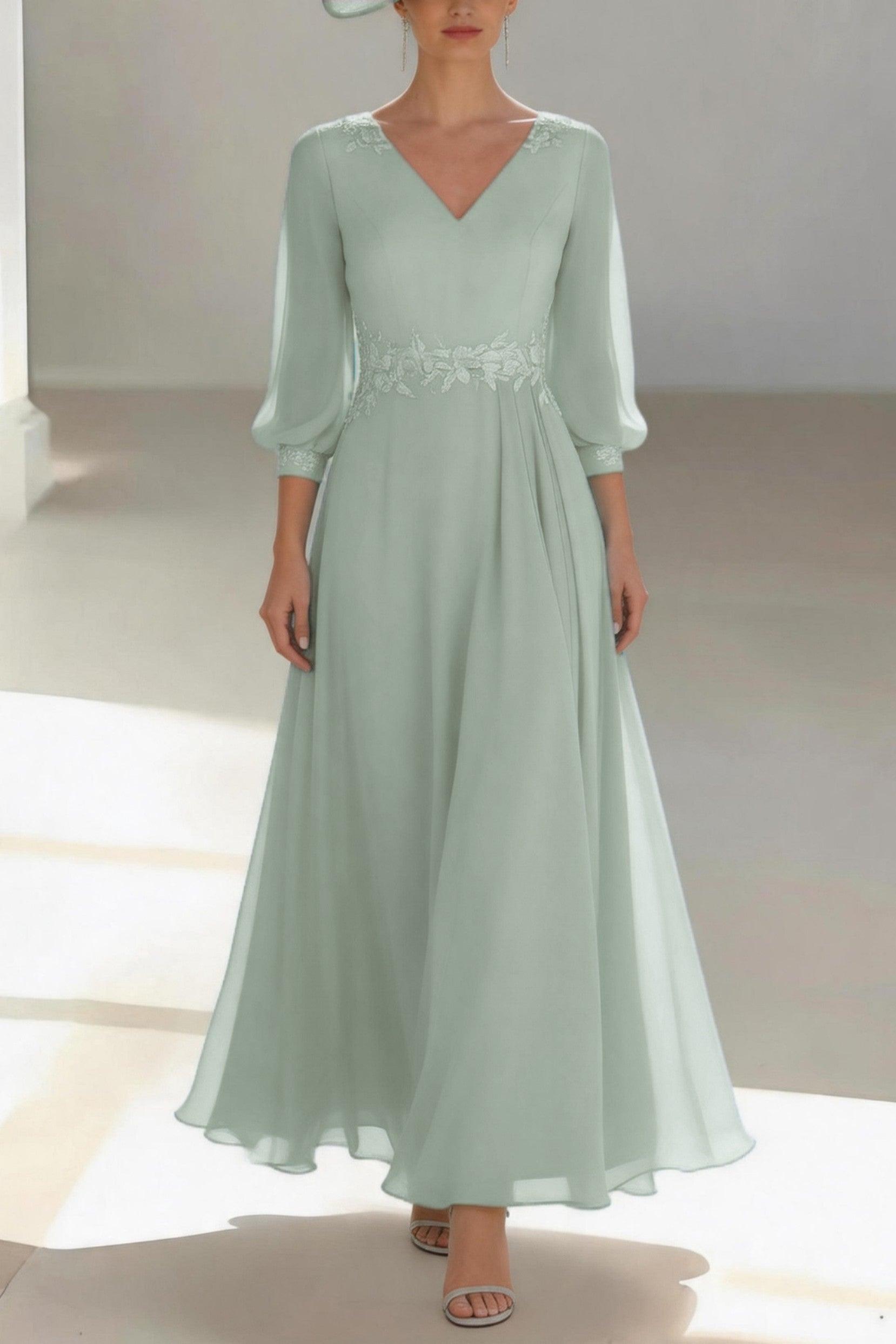 A-Line Ankle Length Chiffon Mother of the Bride Dress CM0461