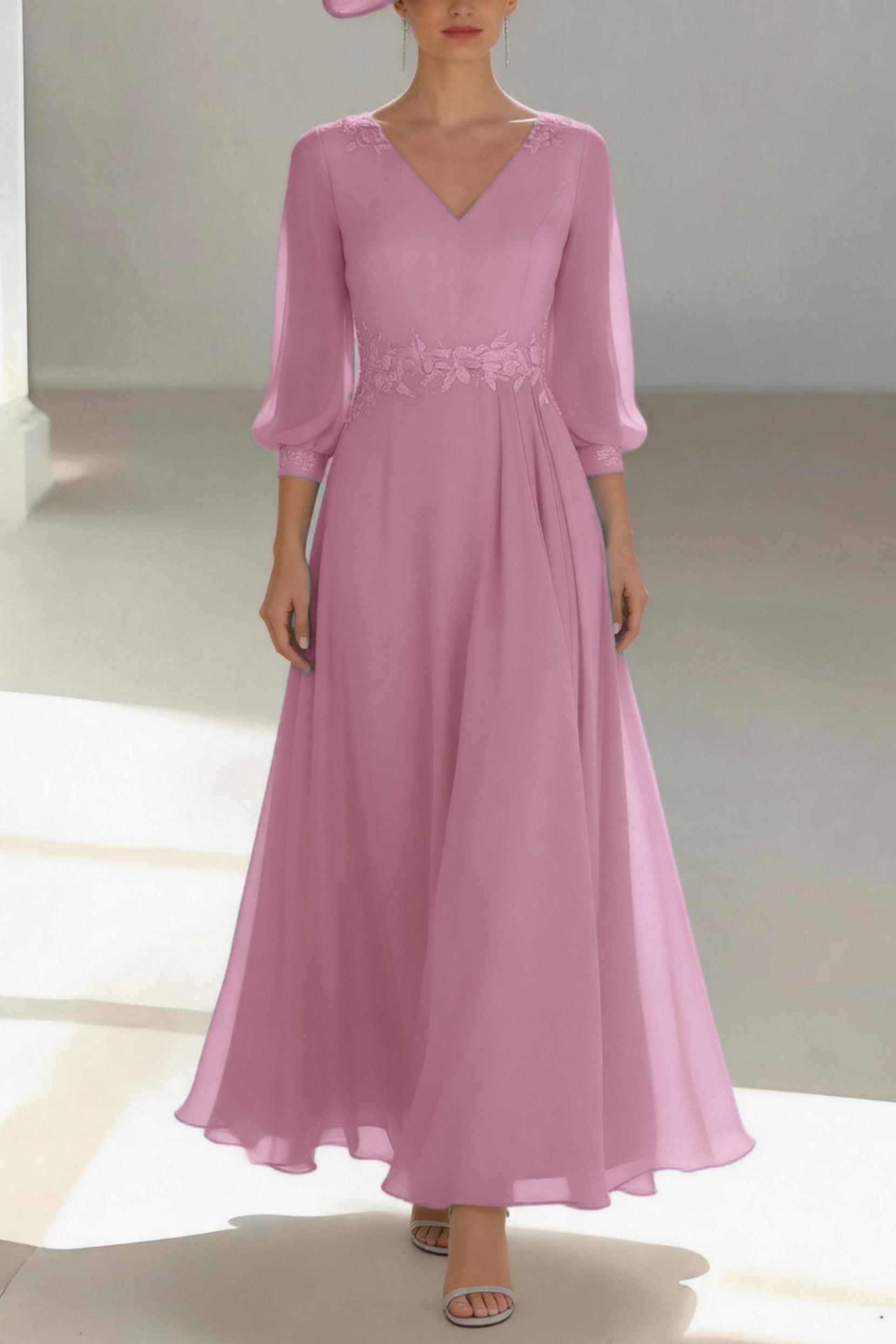 A-Line Ankle Length Chiffon Mother of the Bride Dress CM0461