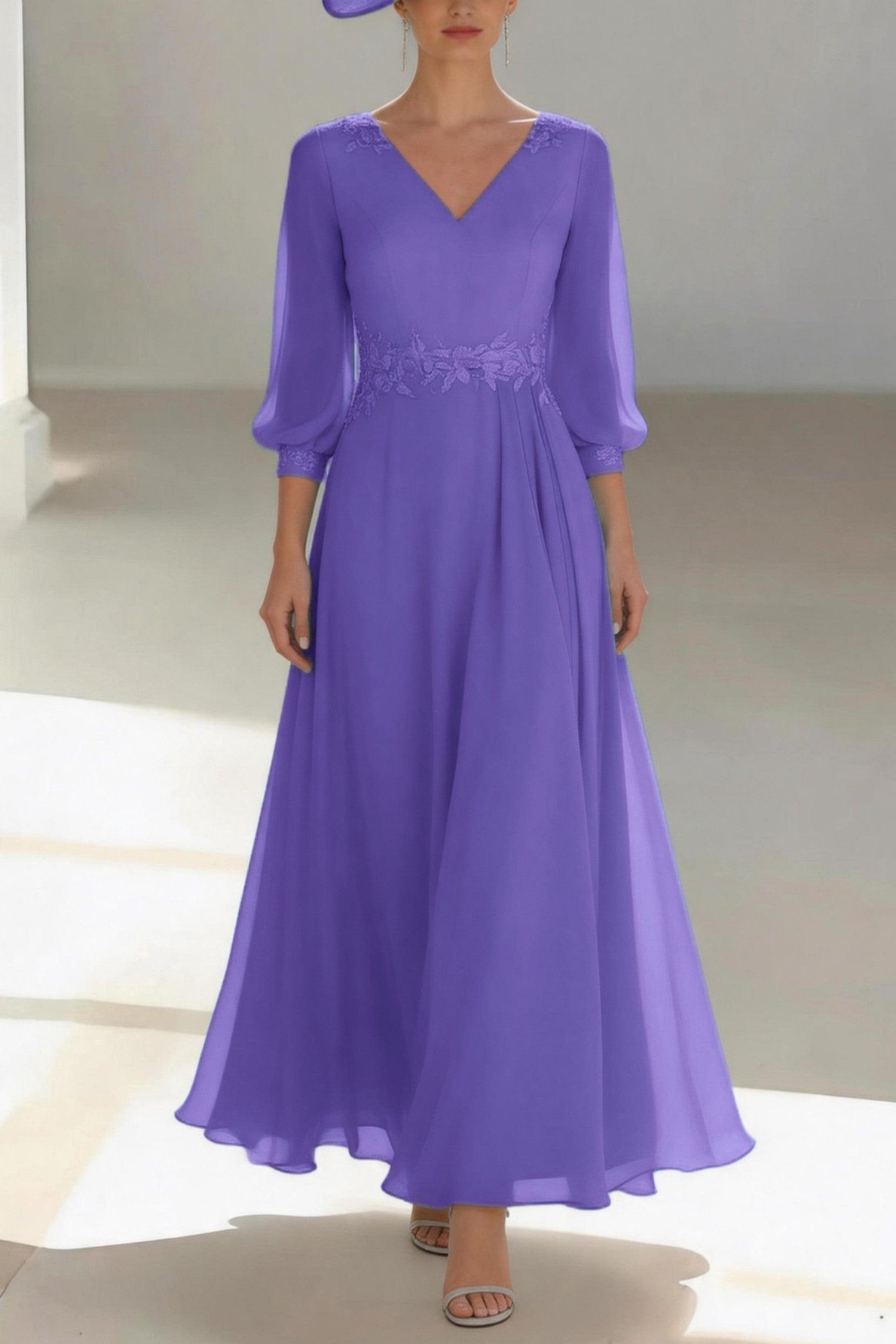A-Line Ankle Length Chiffon Mother of the Bride Dress CM0461