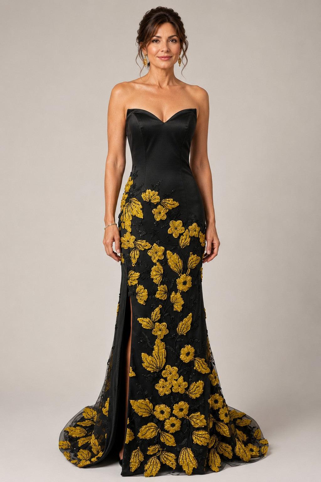 Trumpet-Mermaid Sweep-Brush Train Stretch Satin Mother of the Bride Dress CM0465