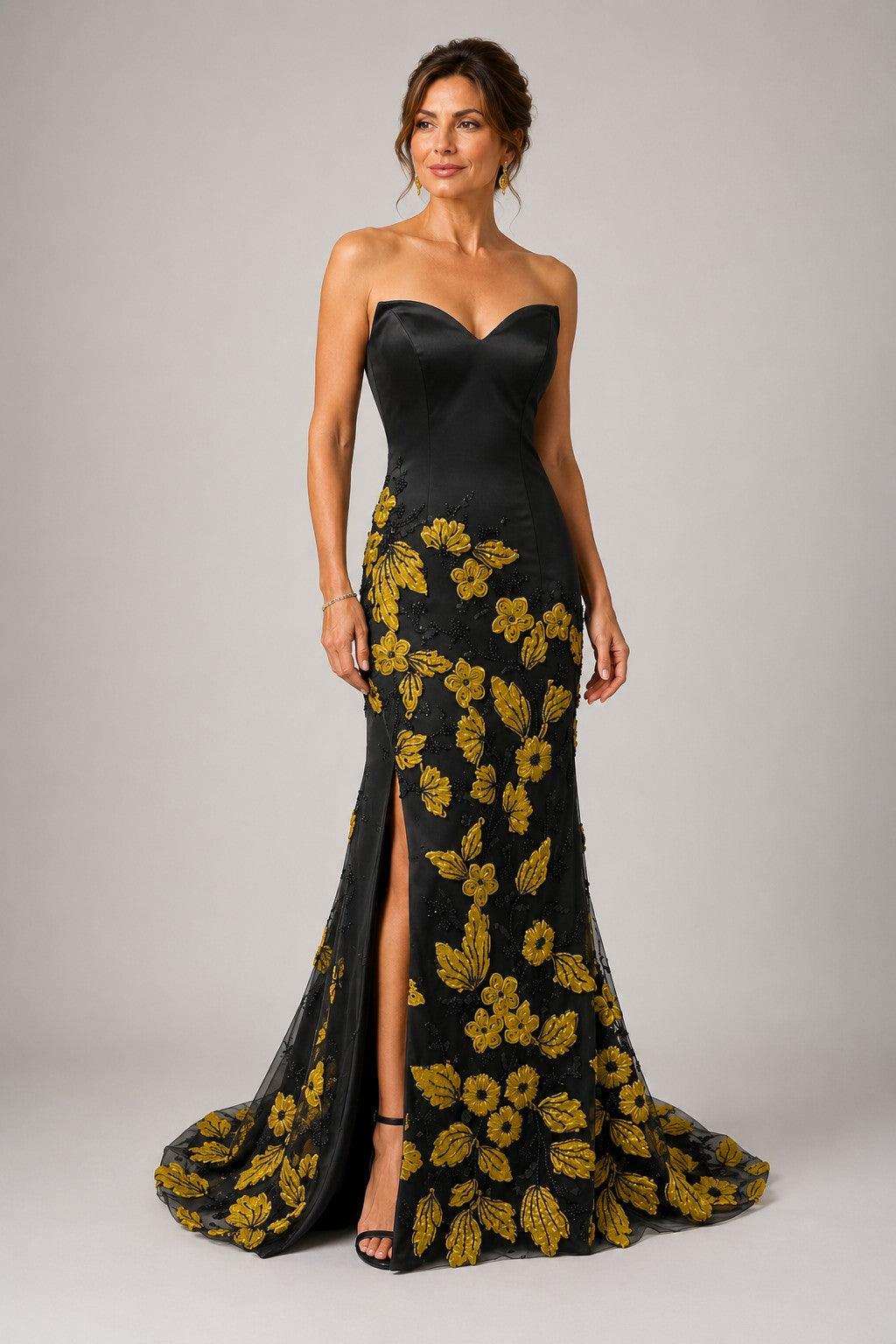 Trumpet-Mermaid Sweep-Brush Train Stretch Satin Mother of the Bride Dress CM0465