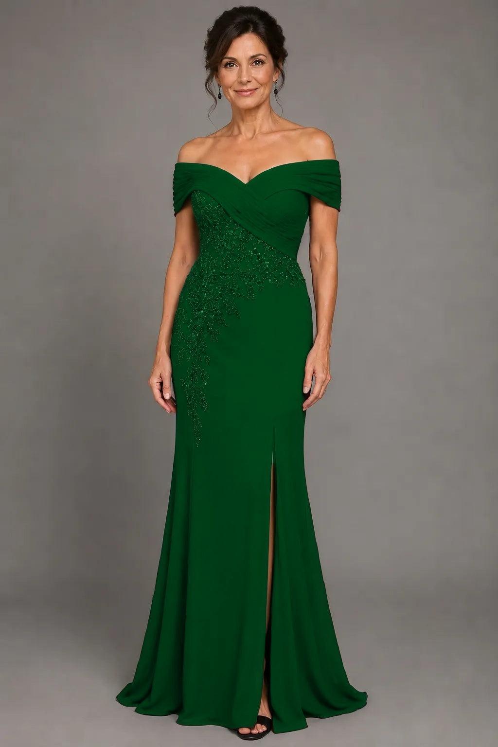 Sheath-Column Floor Length Chiffon Stretch Satin Mother of the Bride Dress CM0468