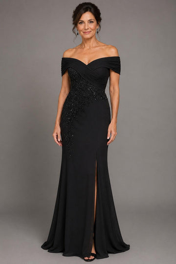 Sheath-Column Floor Length Chiffon Stretch Satin Mother of the Bride Dress CM0468