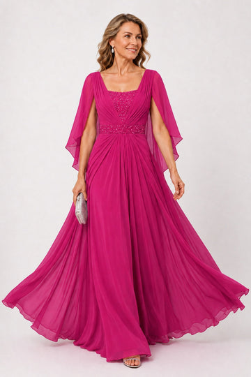 A-Line Floor Length Chiffon Mother of the Bride Dress CM0475