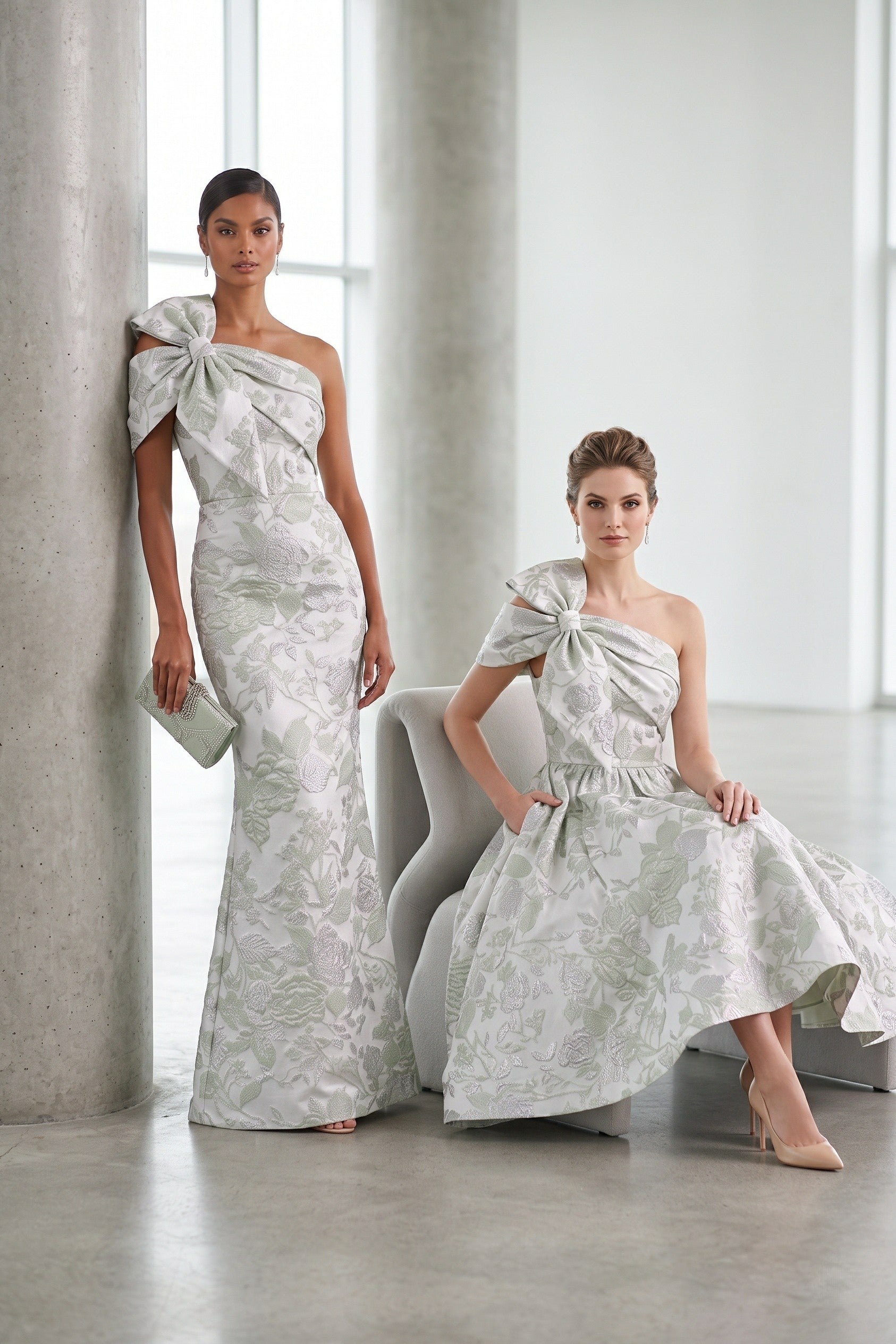 Trumpet-Mermaid Floor Length Jacquard Mother of the Bride Dress CM0478