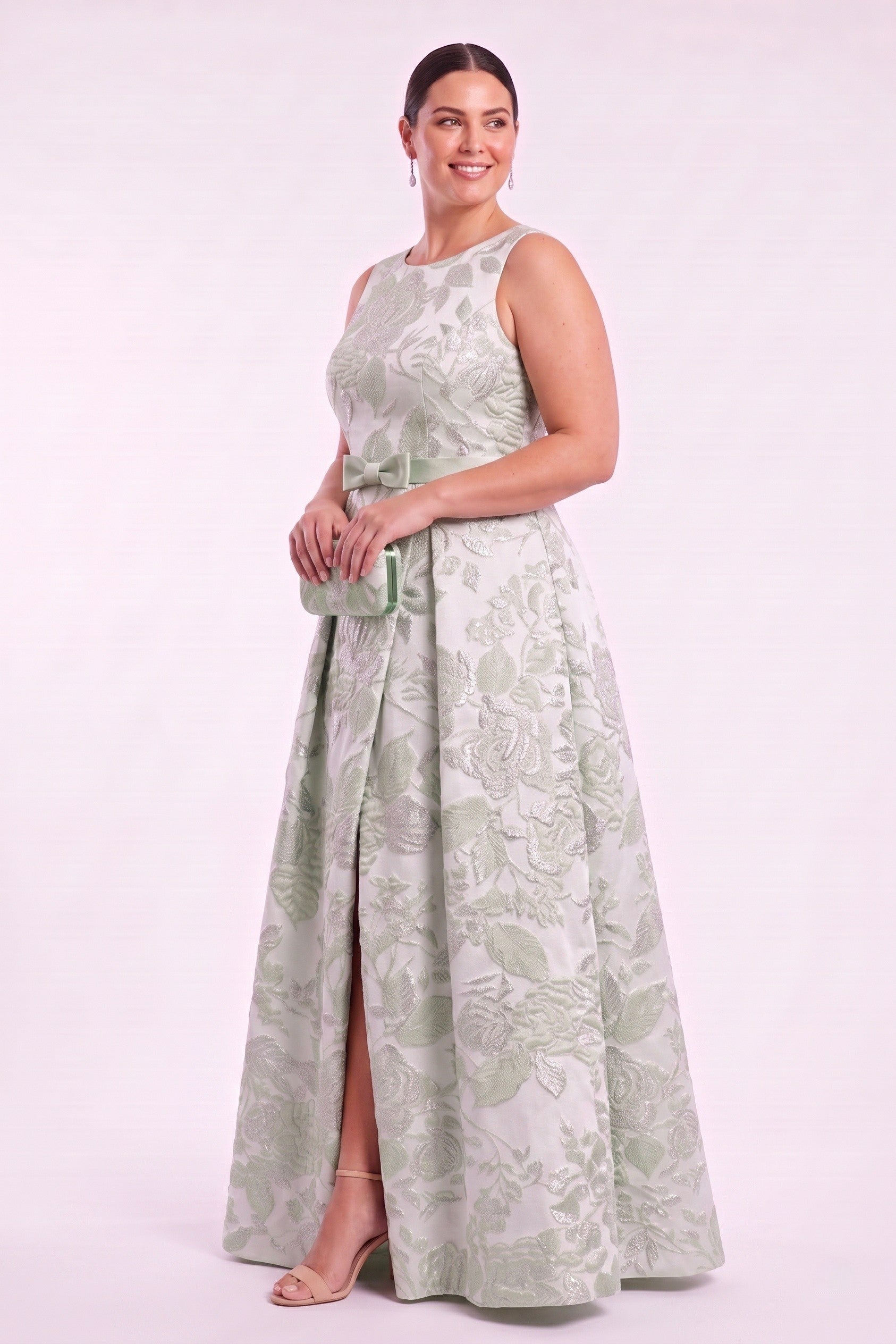 A-Line Floor Length Jacquard Mother of the Bride Dress CM0479