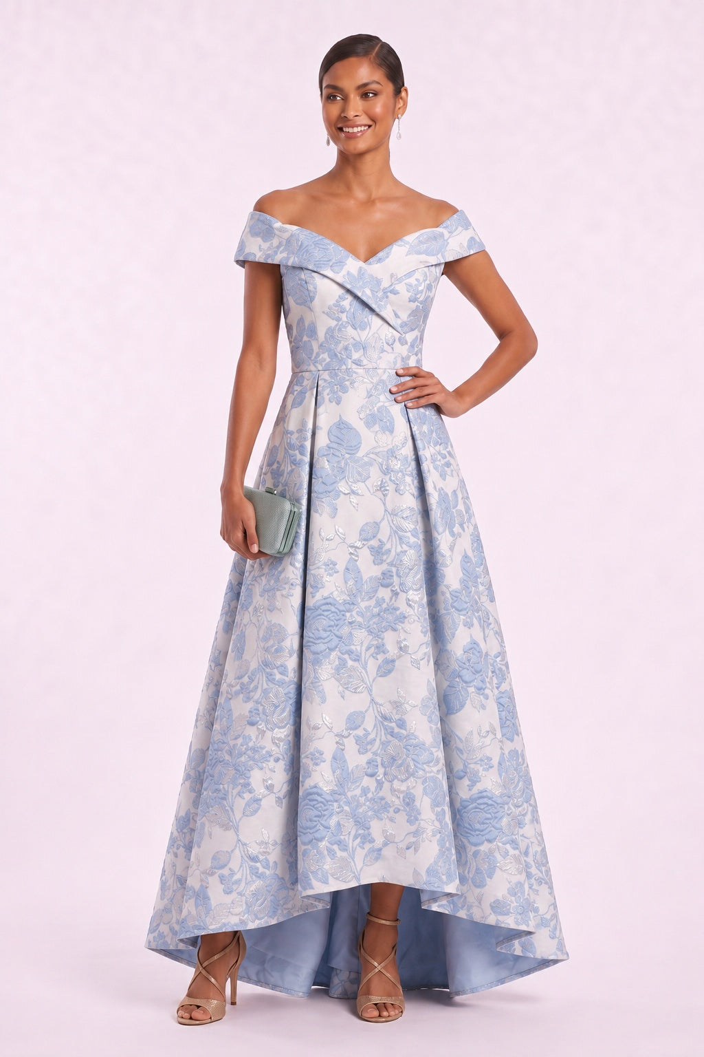A-Line High-Low Jacquard Mother of the Bride Dress CM0480