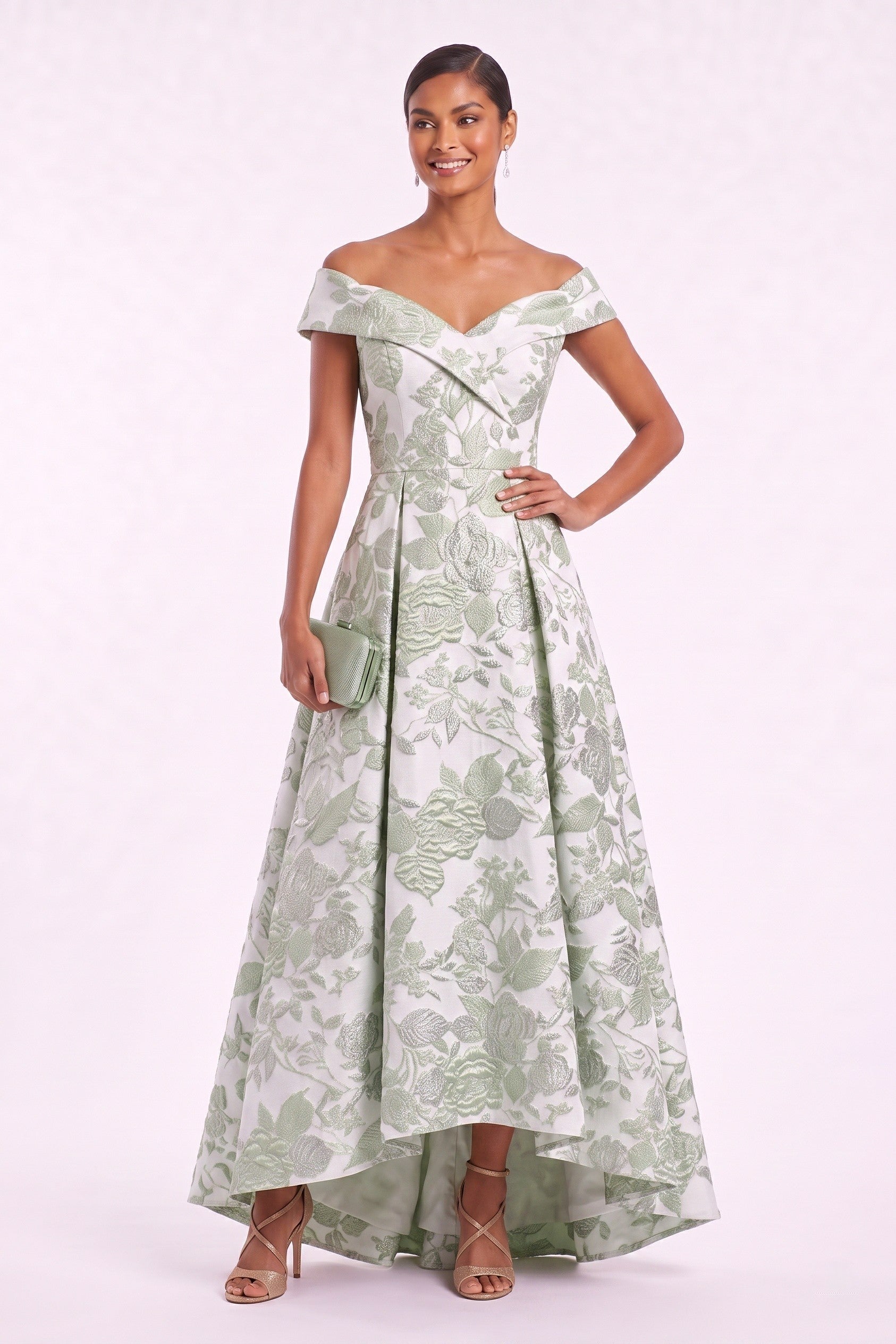 A-Line High-Low Jacquard Mother of the Bride Dress CM0480