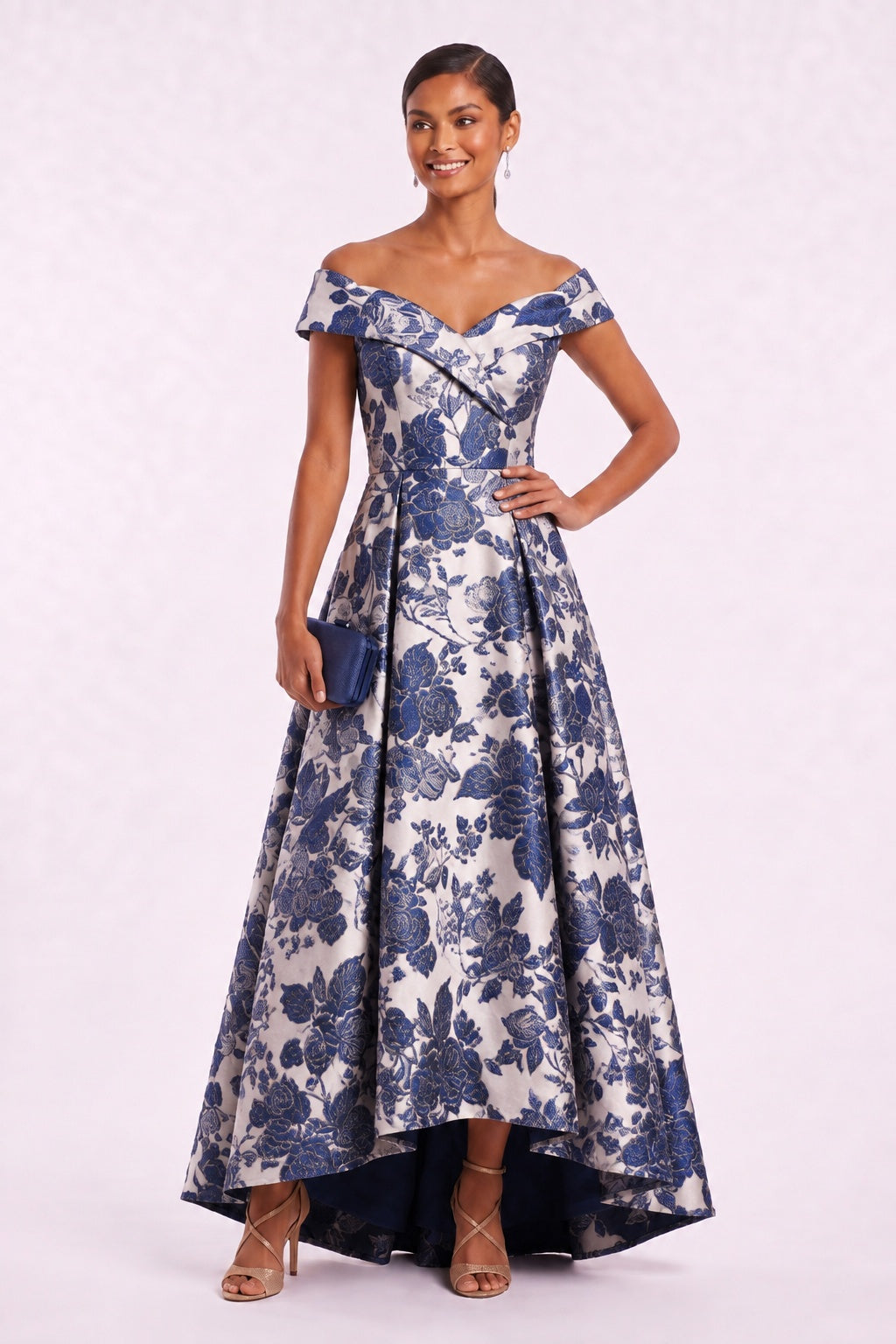 A-Line High-Low Jacquard Mother of the Bride Dress CM0480