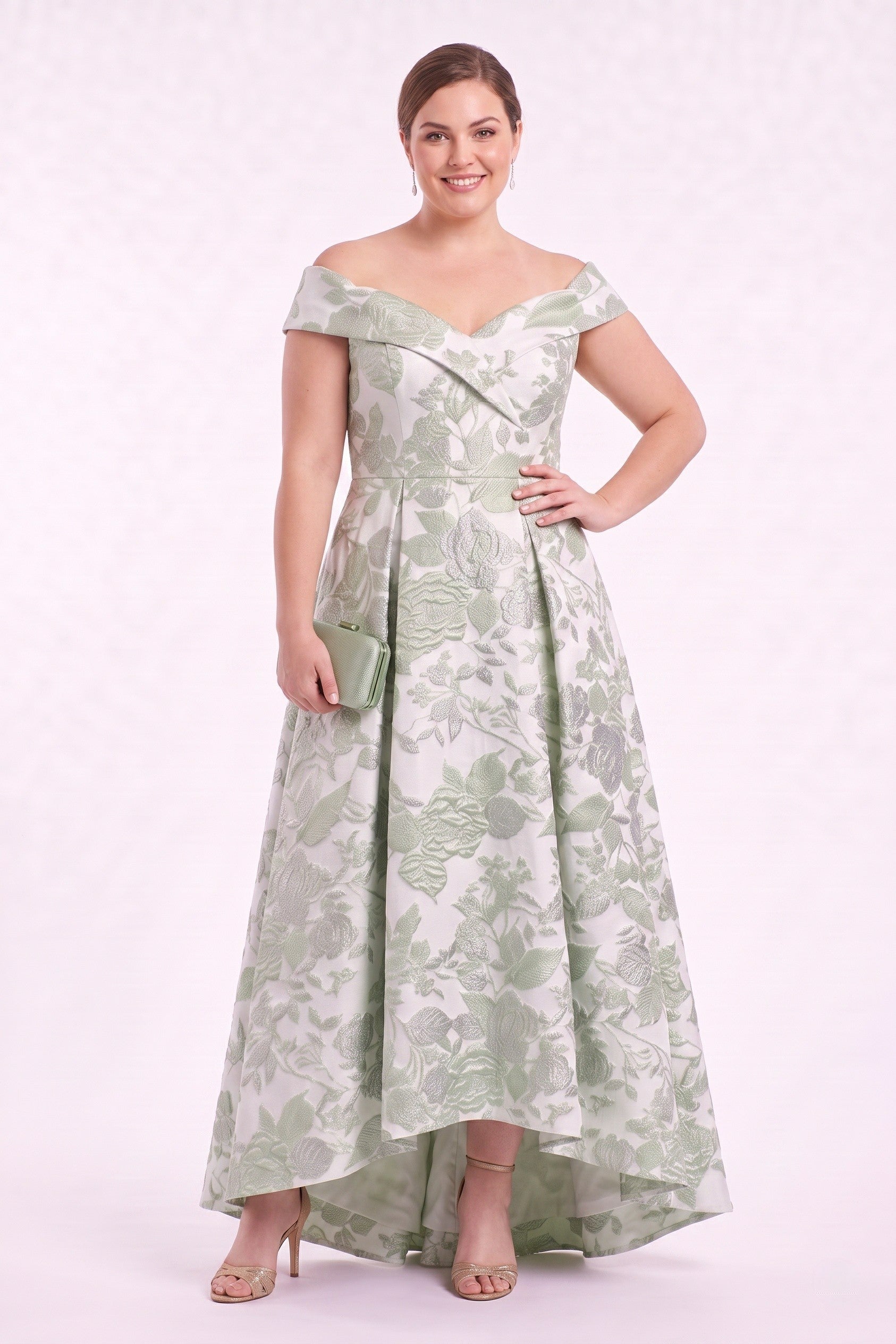 A-Line High-Low Jacquard Mother of the Bride Dress CM0480