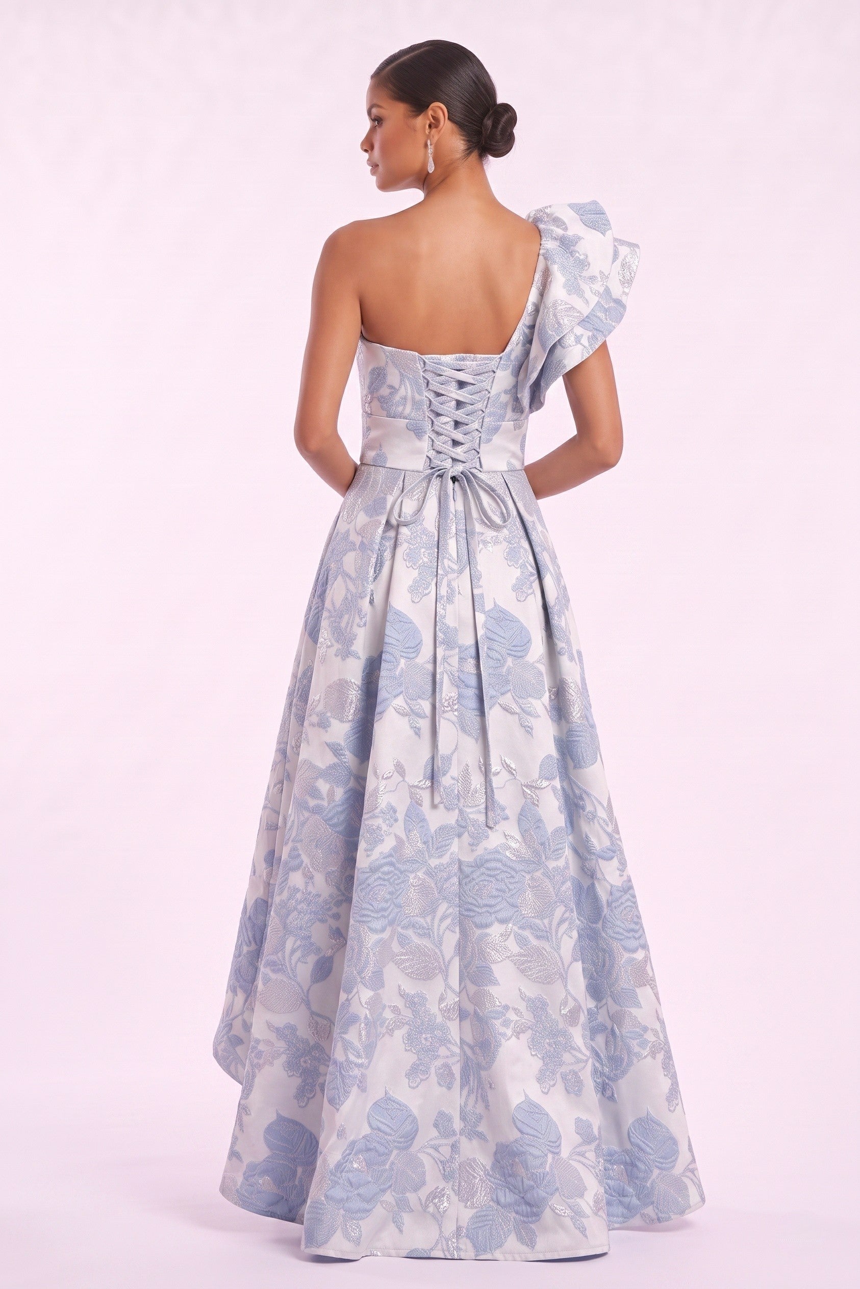 A-Line High-Low Jacquard Mother of the Bride Dress CM0486