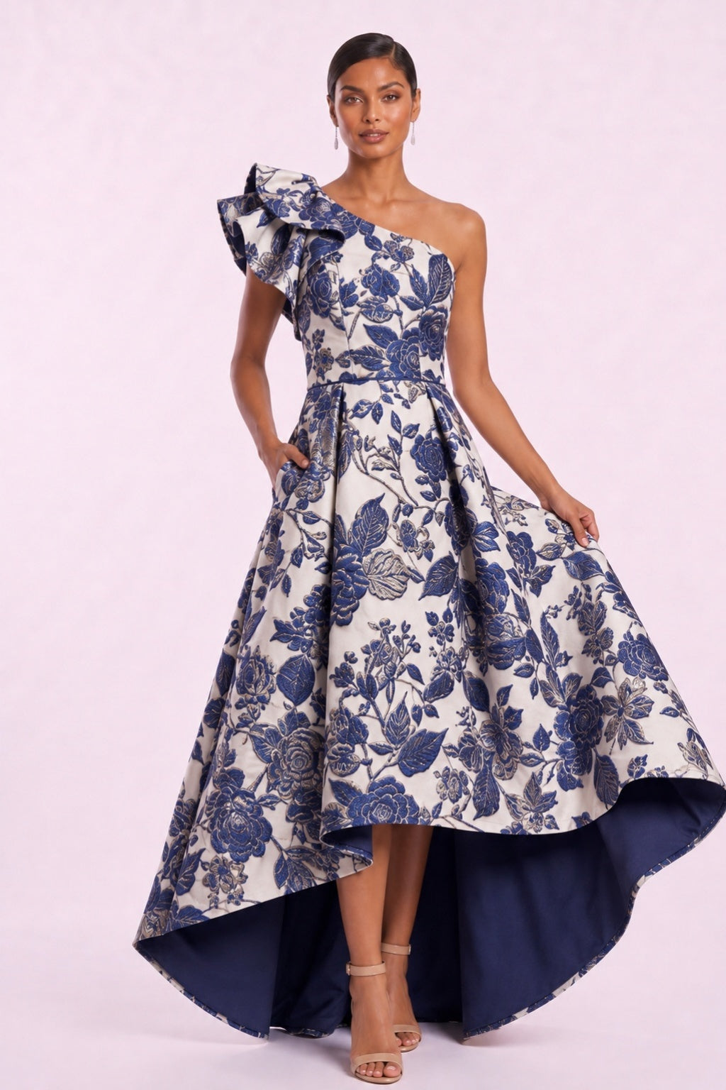A-Line High-Low Jacquard Mother of the Bride Dress CM0486