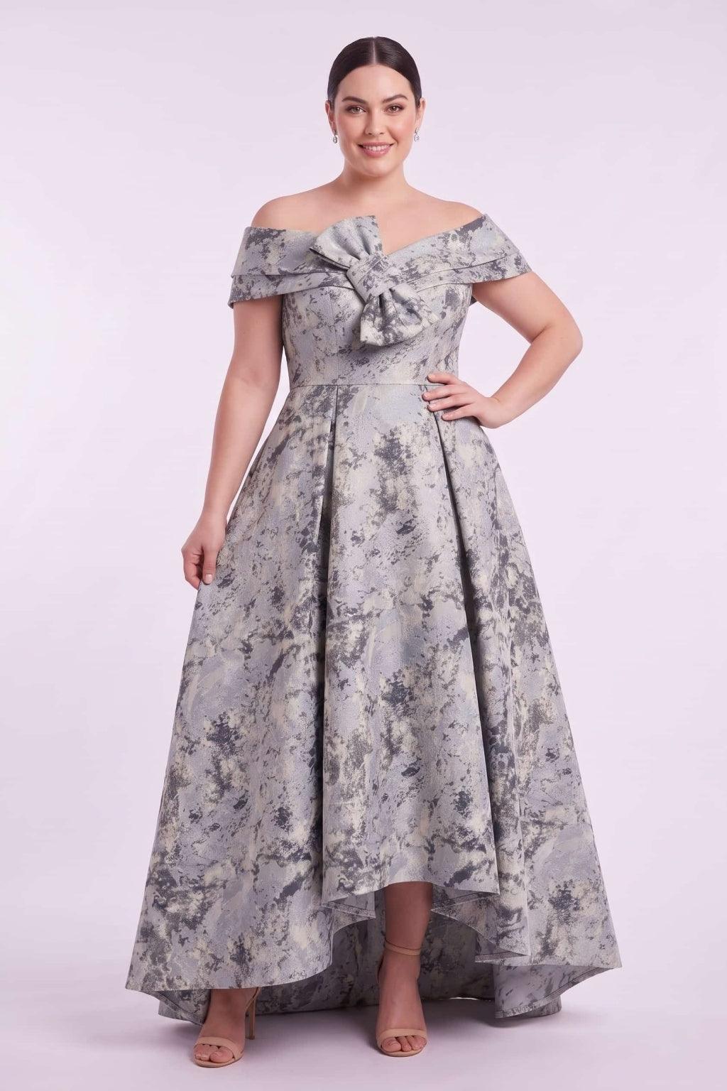 A-Line High-Low Jacquard Mother of the Bride Dress CM0493