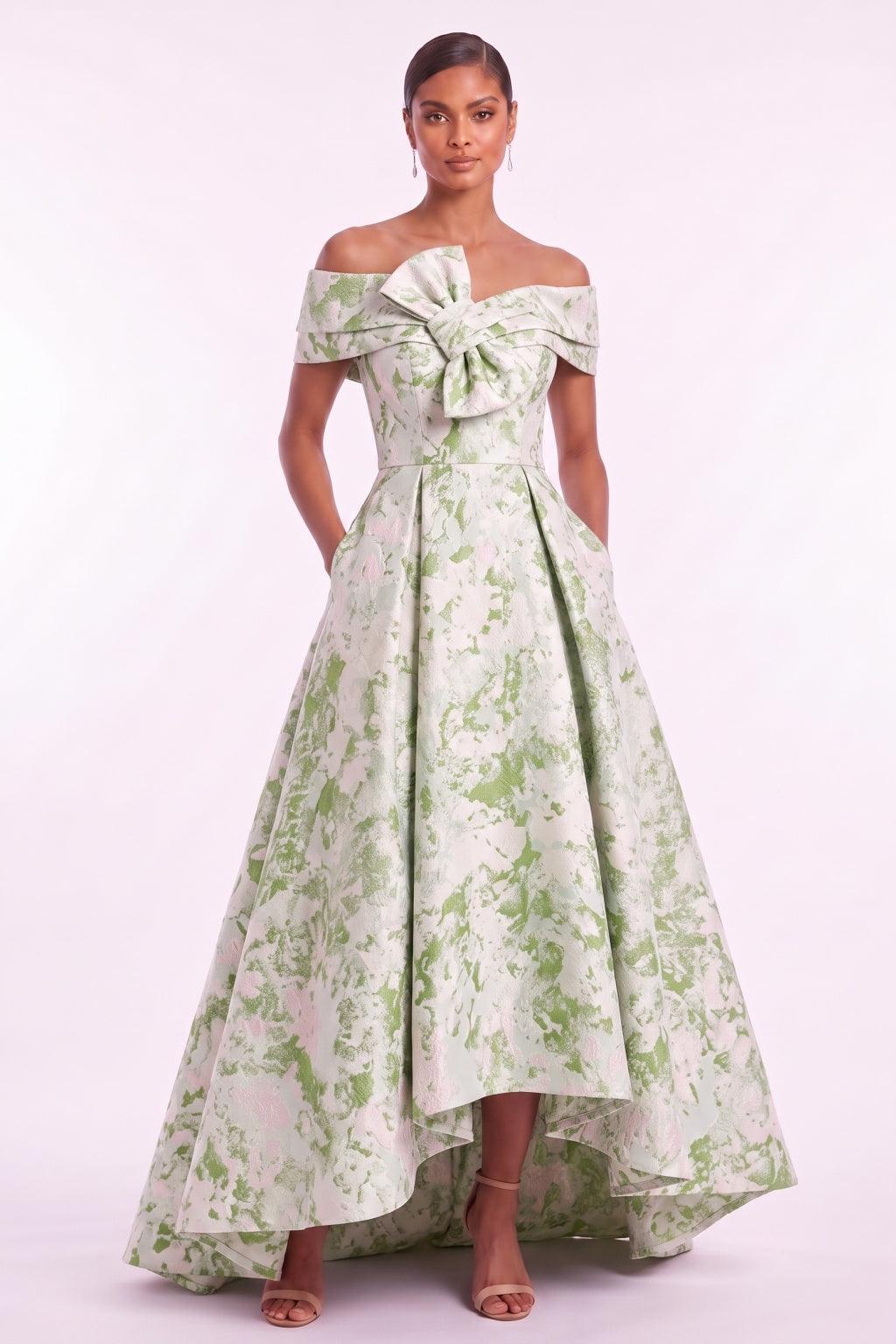 A-Line High-Low Jacquard Mother of the Bride Dress CM0493