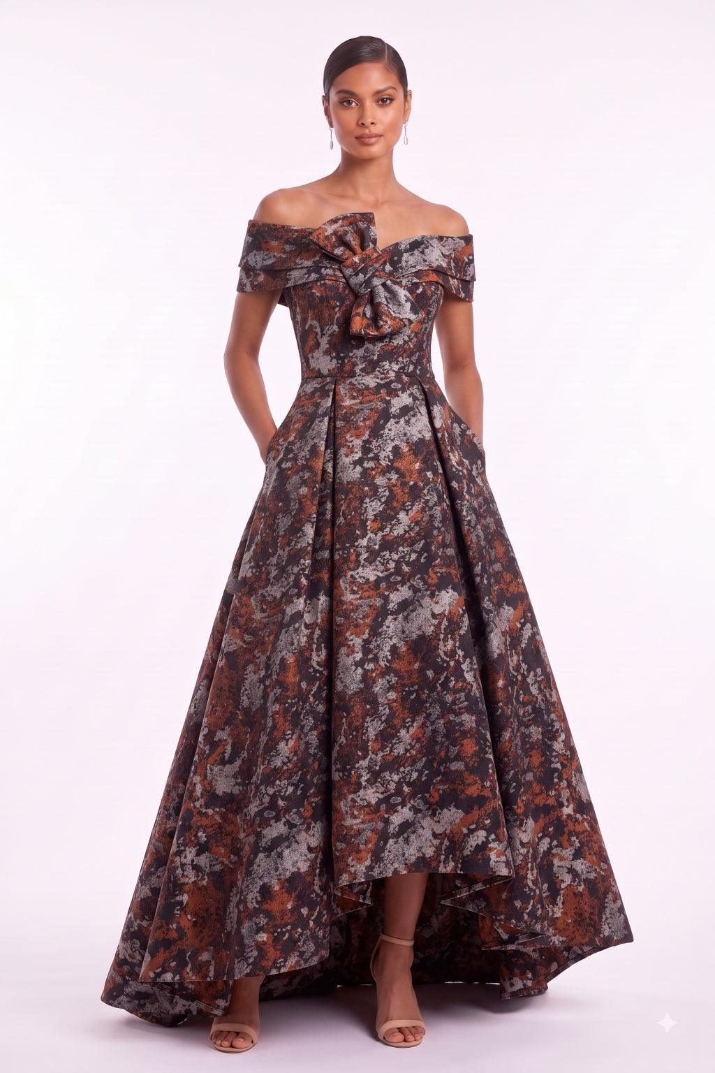 A-Line High-Low Jacquard Mother of the Bride Dress CM0493