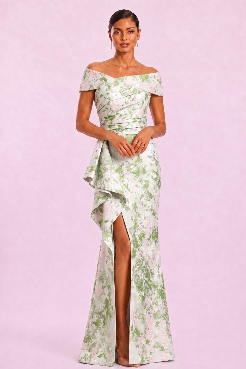 Sheath-Column Floor Length Jacquard Mother of the Bride Dress CM0494