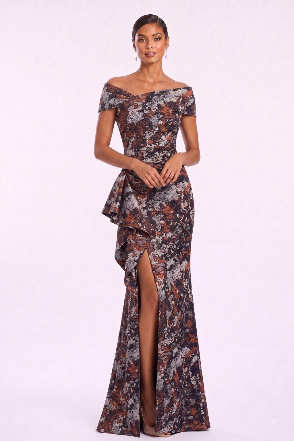 Sheath-Column Floor Length Jacquard Mother of the Bride Dress CM0494