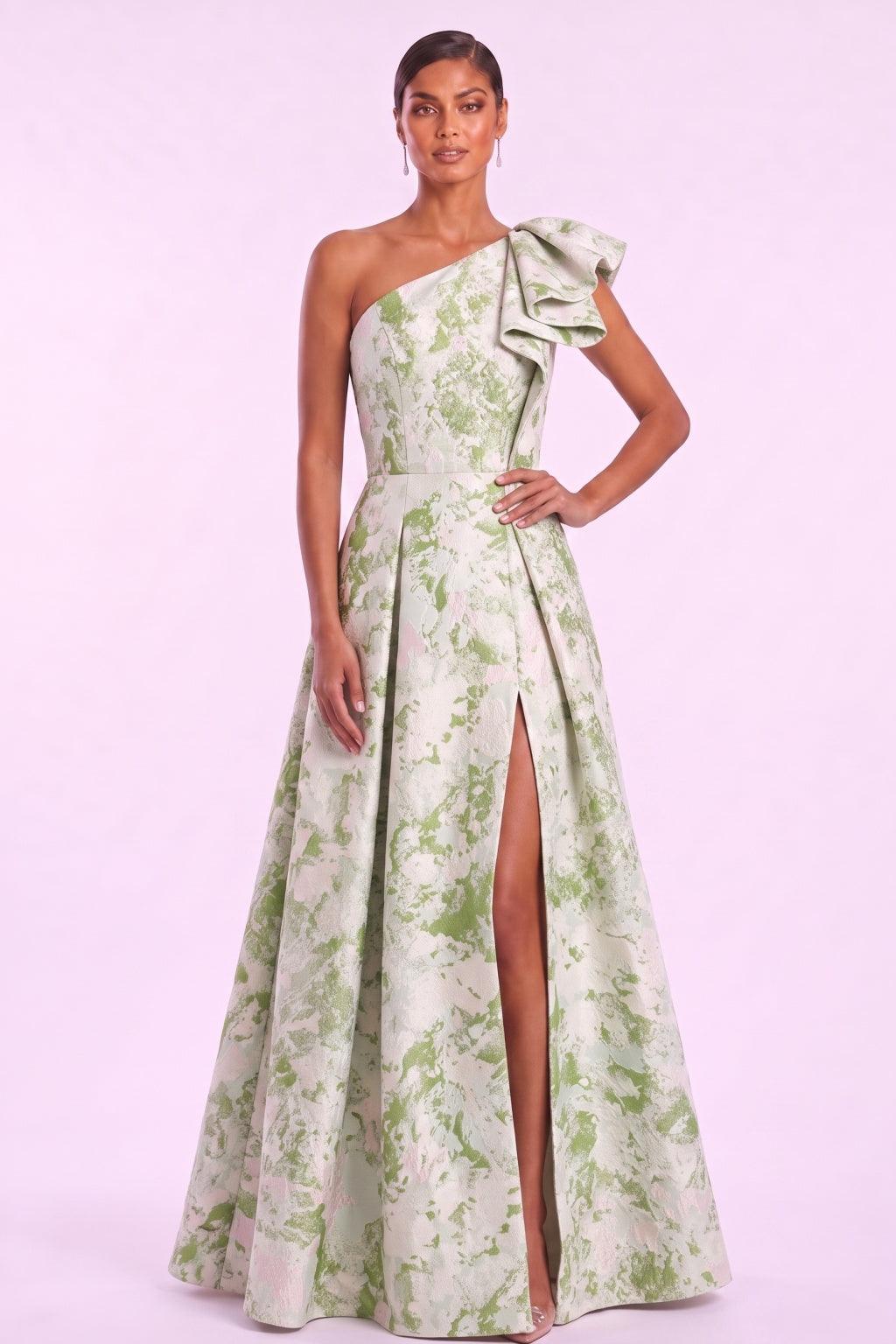 A-Line Floor Length Jacquard Mother of the Bride Dress CM0496