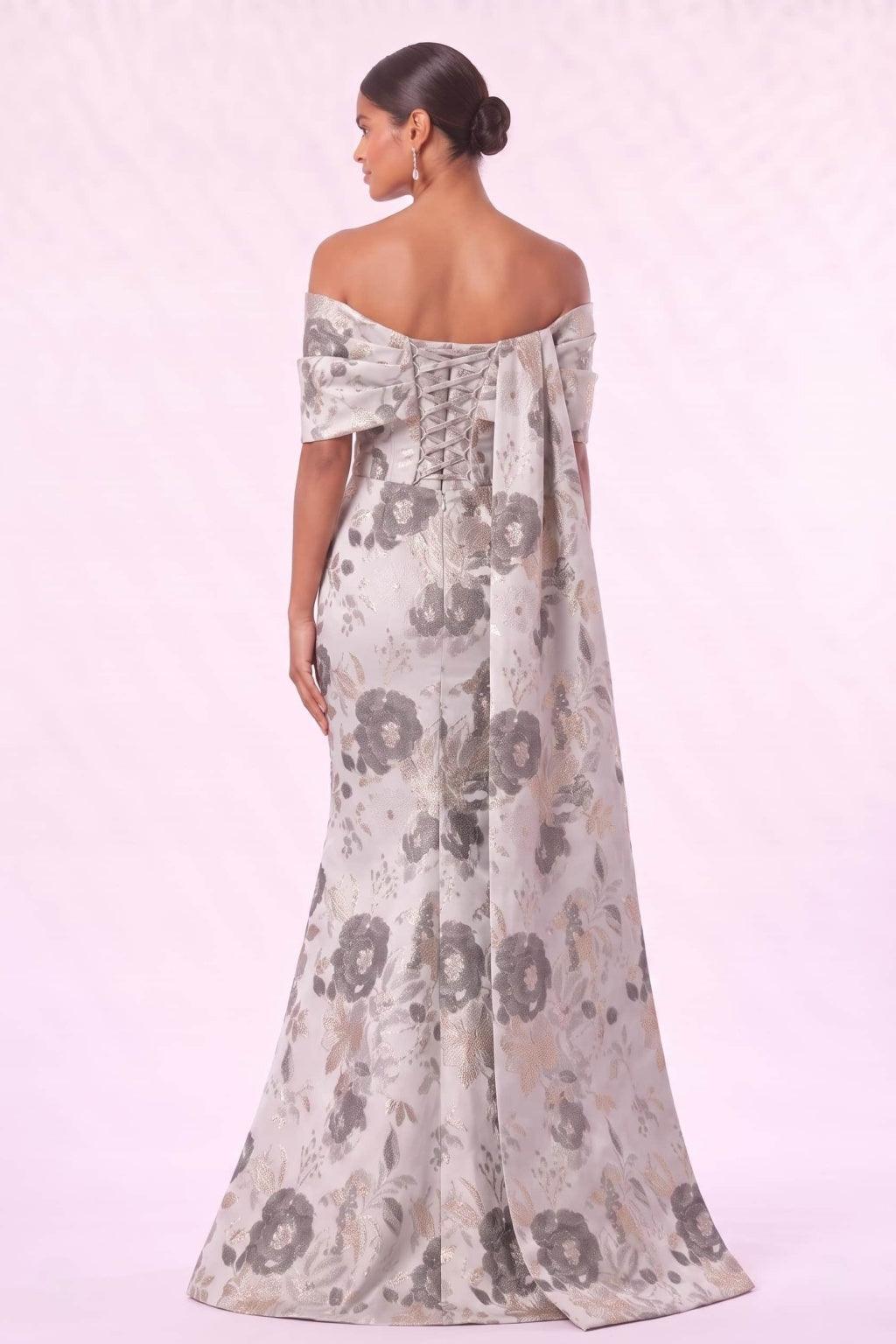 Trumpet-Mermaid Floor Length Jacquard Mother of the Bride Dress CM0497