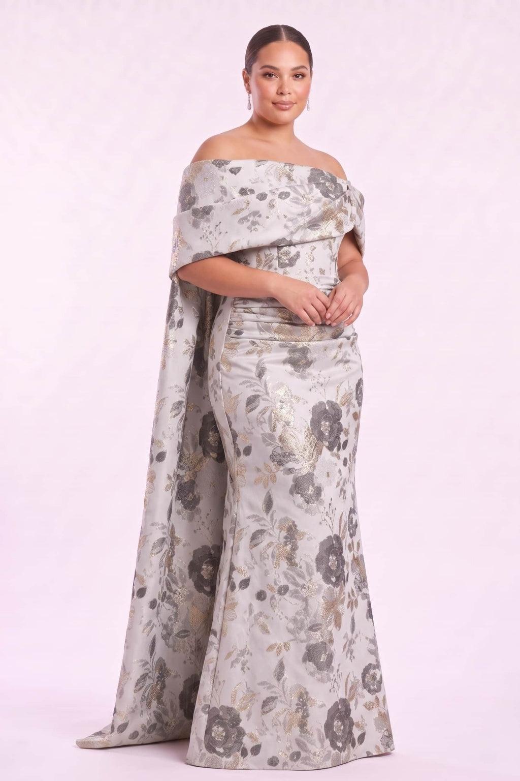 Trumpet-Mermaid Floor Length Jacquard Mother of the Bride Dress CM0497