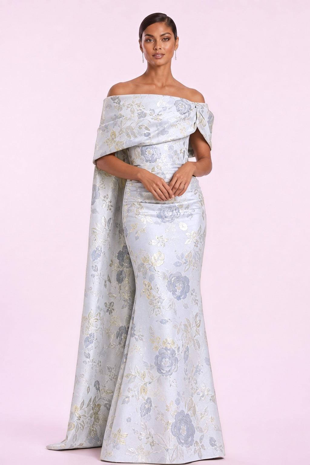 Trumpet-Mermaid Floor Length Jacquard Mother of the Bride Dress CM0497