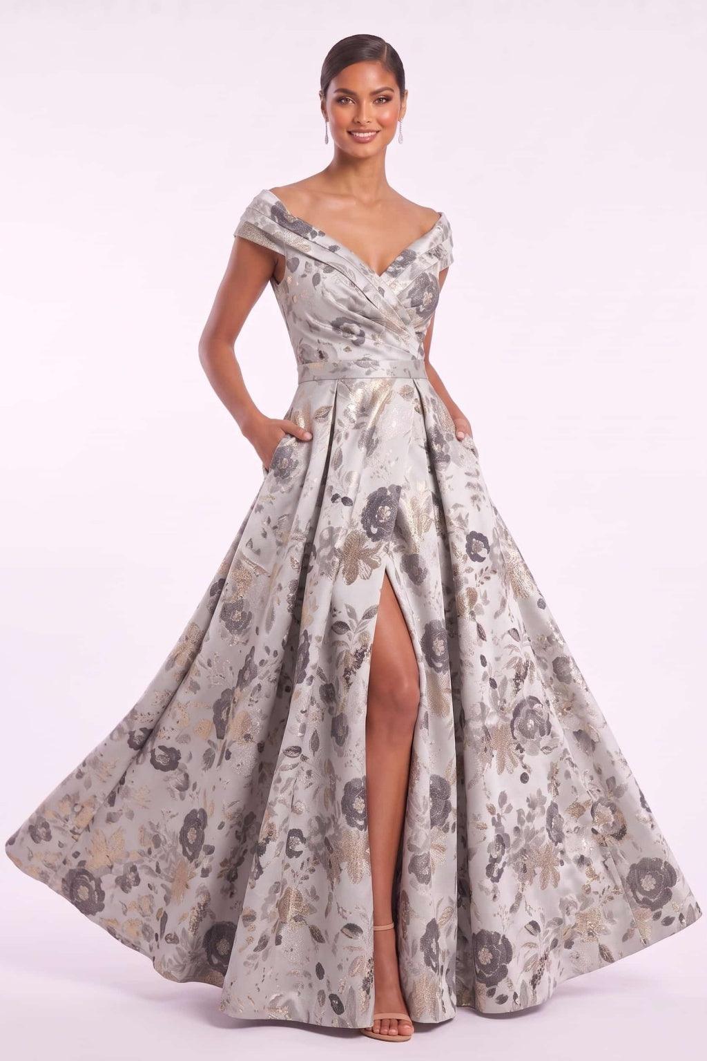 A-Line Floor Length Jacquard Mother of the Bride Dress CM0499