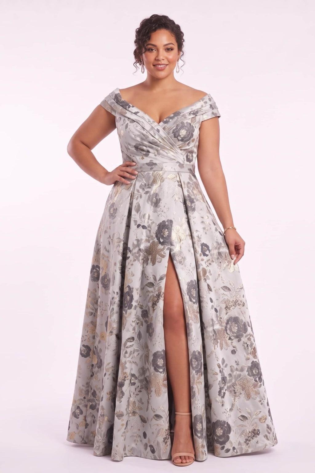 A-Line Floor Length Jacquard Mother of the Bride Dress CM0499