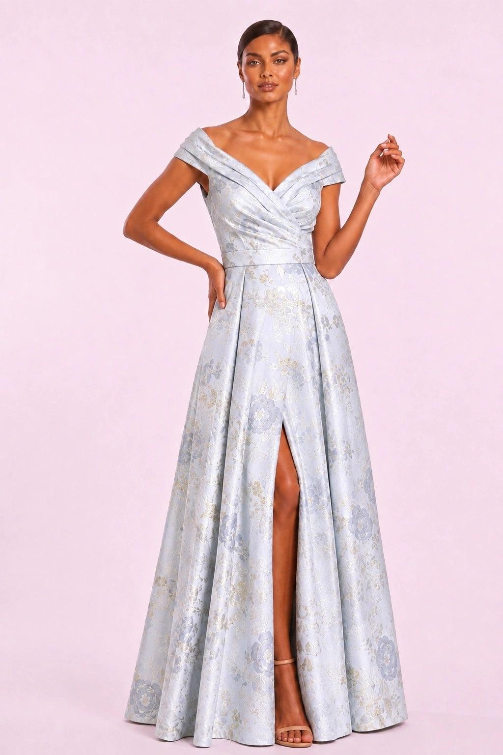 A-Line Floor Length Jacquard Mother of the Bride Dress CM0499