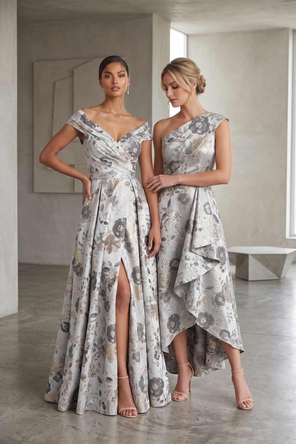 A-Line High-Low Jacquard Mother of the Bride Dress CM0500
