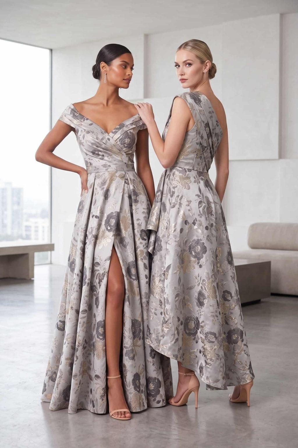 A-Line High-Low Jacquard Mother of the Bride Dress CM0500