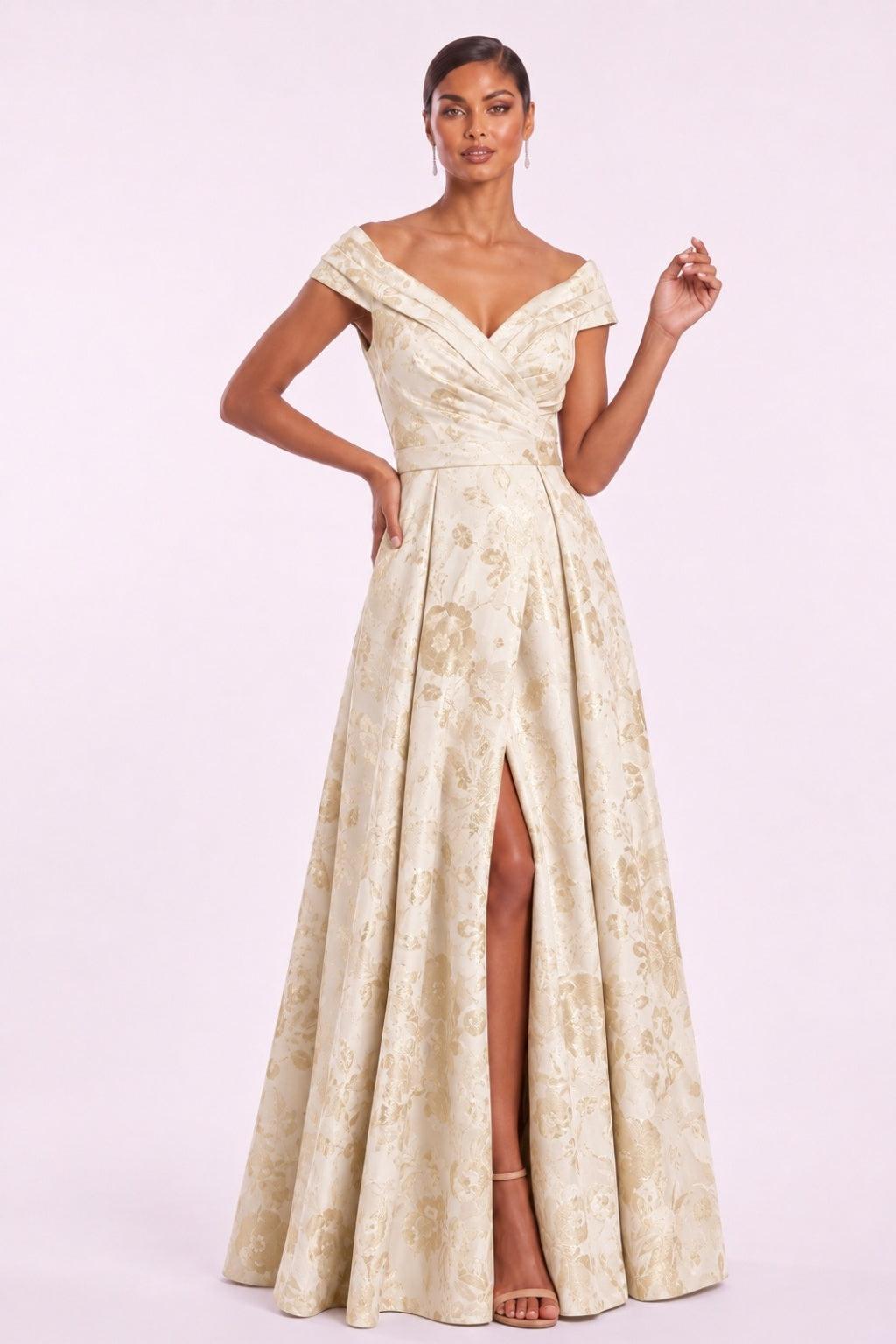 A-Line Floor Length Jacquard Mother of the Bride Dress CM0499