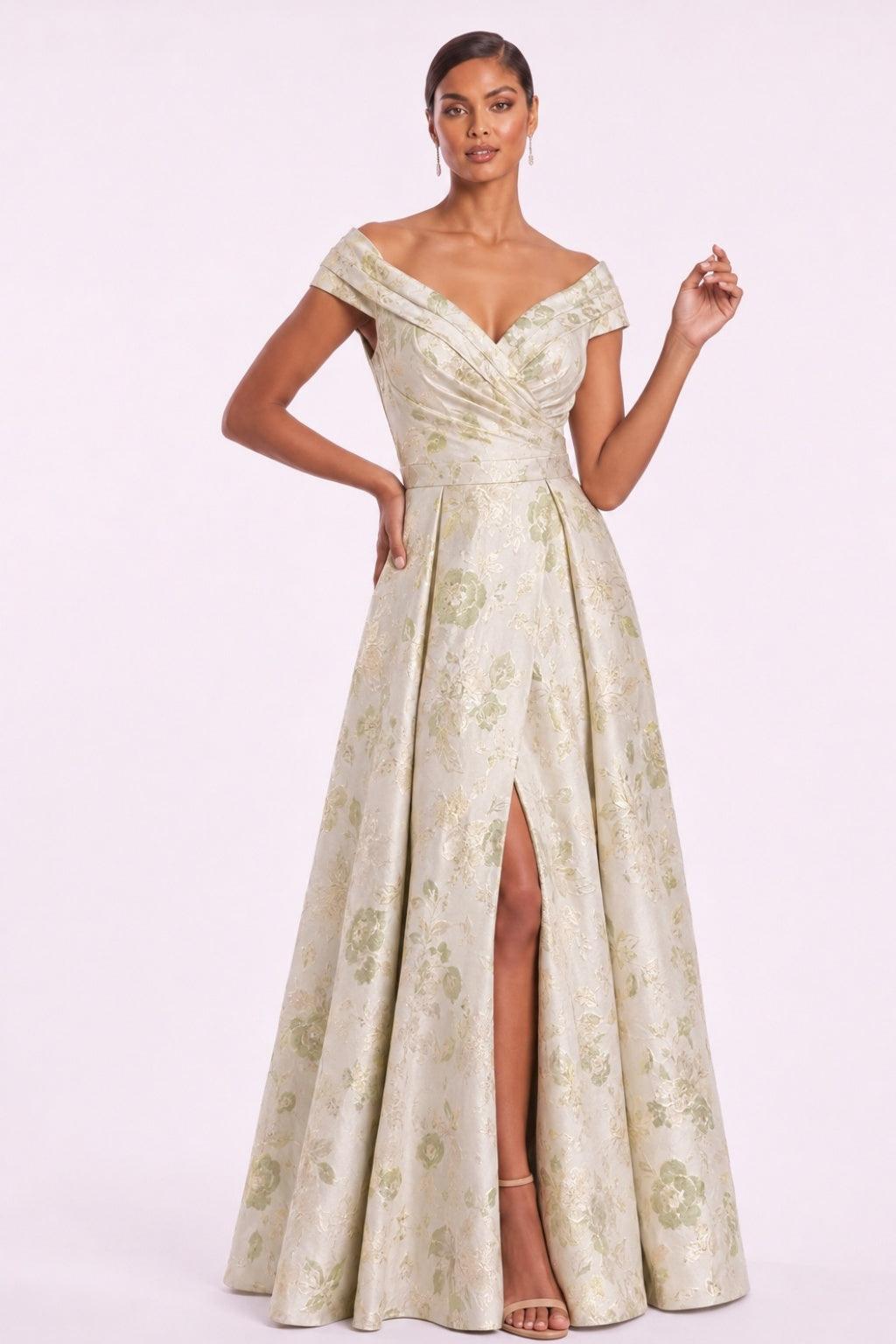 A-Line Floor Length Jacquard Mother of the Bride Dress CM0499