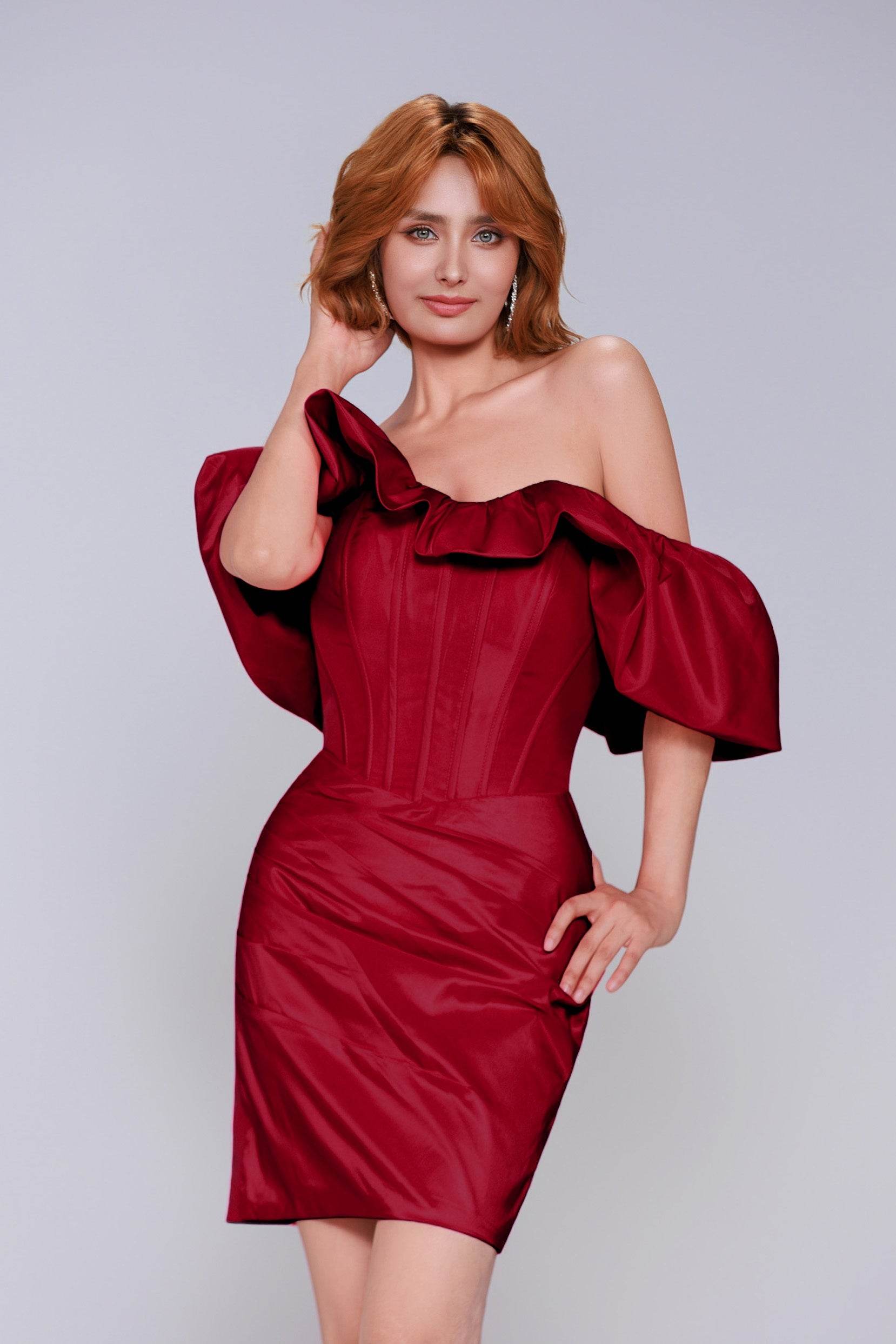 Sheath-Column Mini Taffeta Homecoming Dress CS0948
