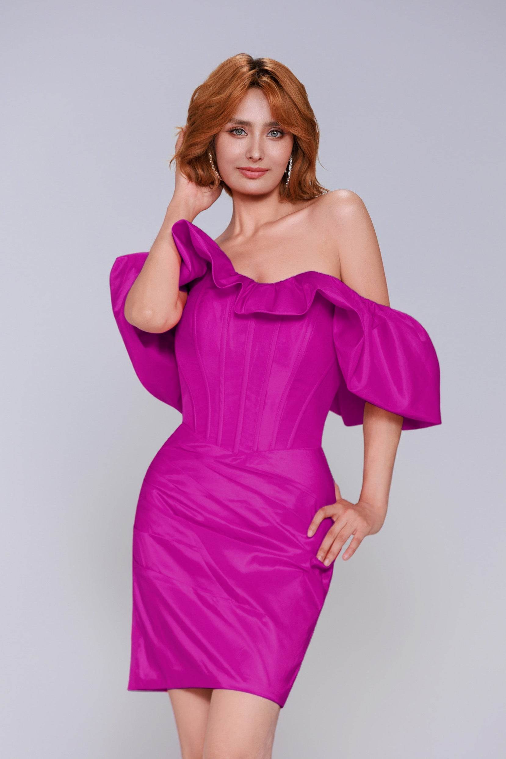 Sheath-Column Mini Taffeta Homecoming Dress CS0948
