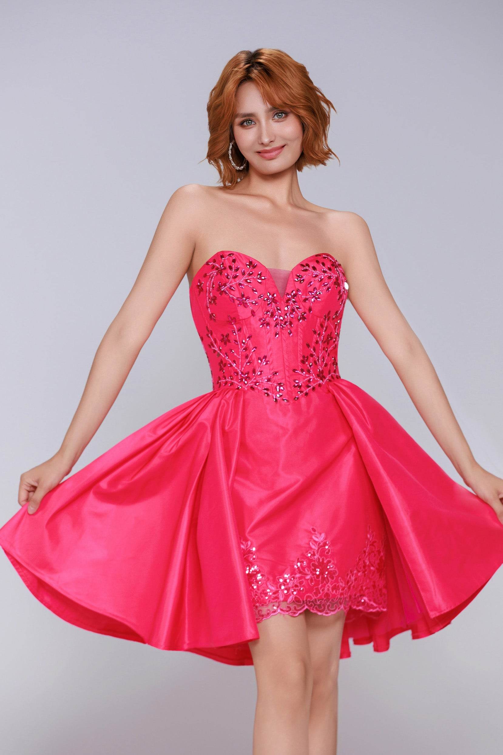 A-Line Mini Taffeta Homecoming Dress CS0949
