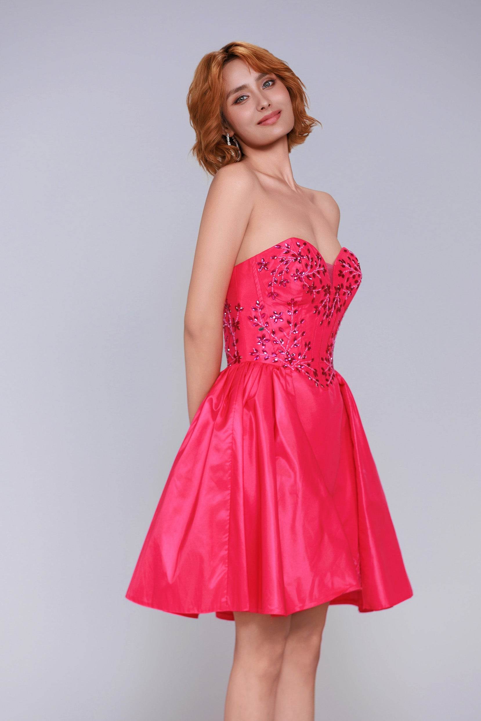 A-Line Mini Taffeta Homecoming Dress CS0949