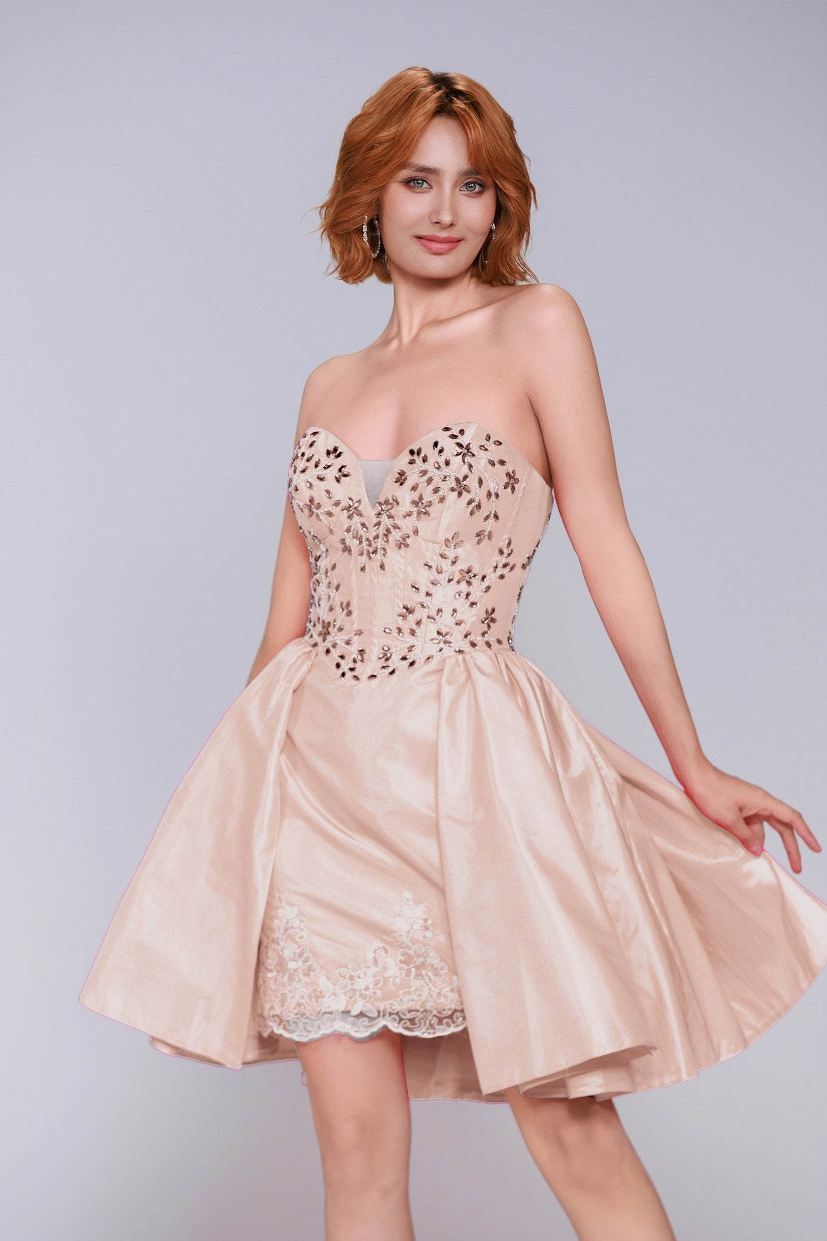A-Line Mini Taffeta Homecoming Dress CS0949