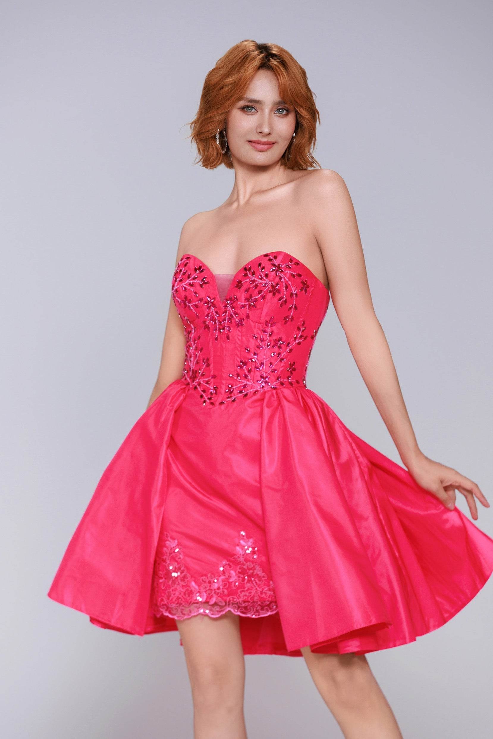 A-Line Mini Taffeta Homecoming Dress CS0949