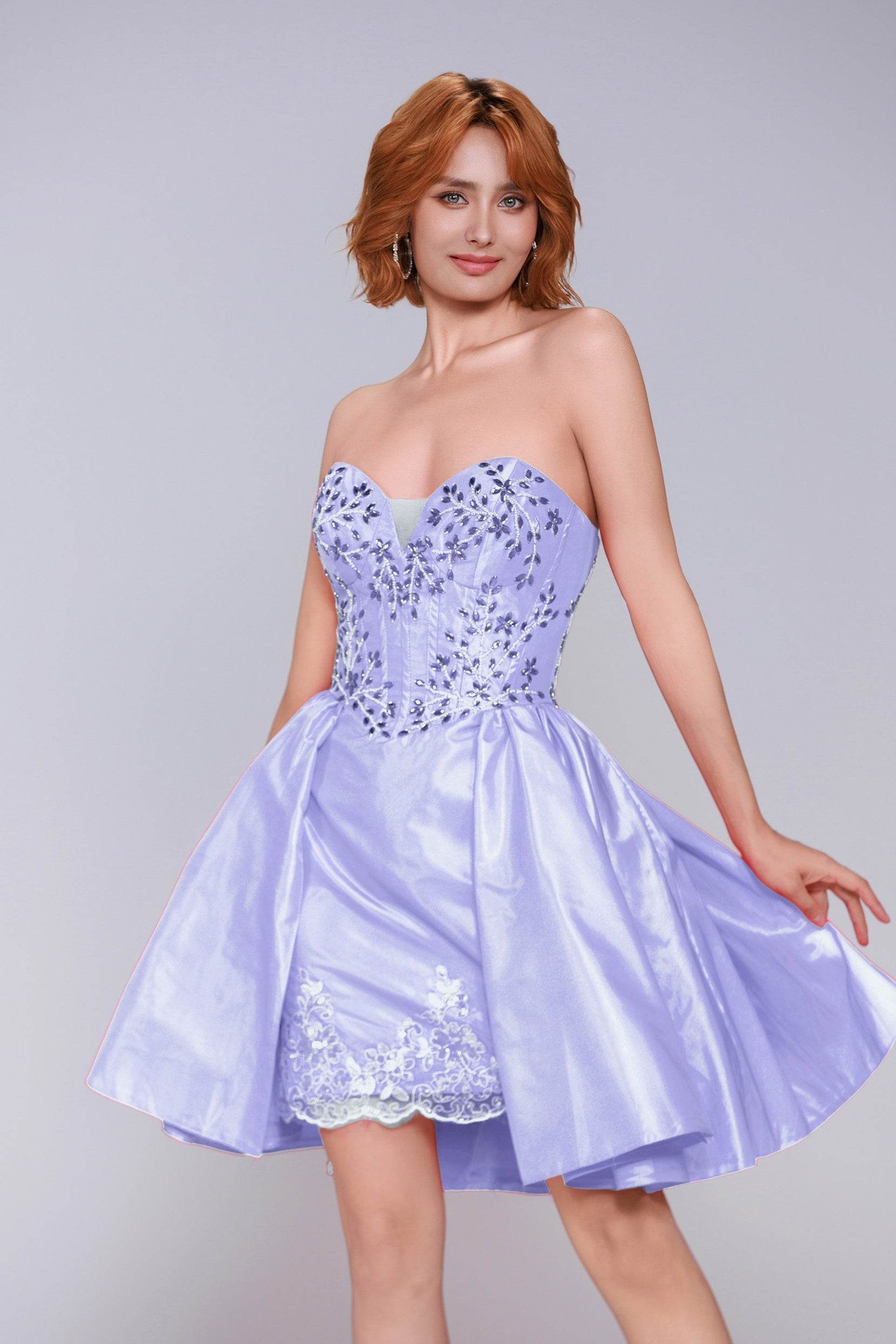 A-Line Mini Taffeta Homecoming Dress CS0949