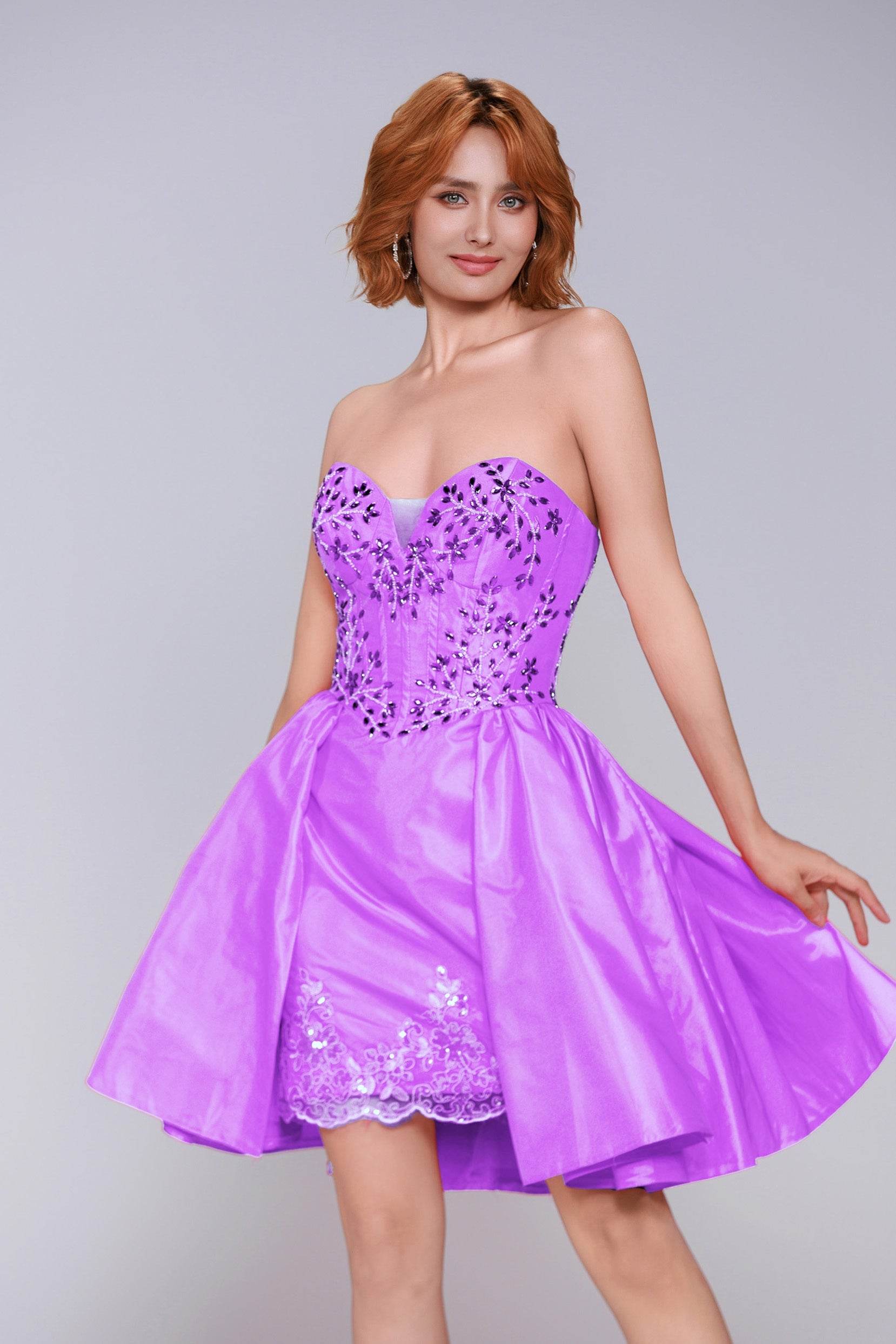 A-Line Mini Taffeta Homecoming Dress CS0949